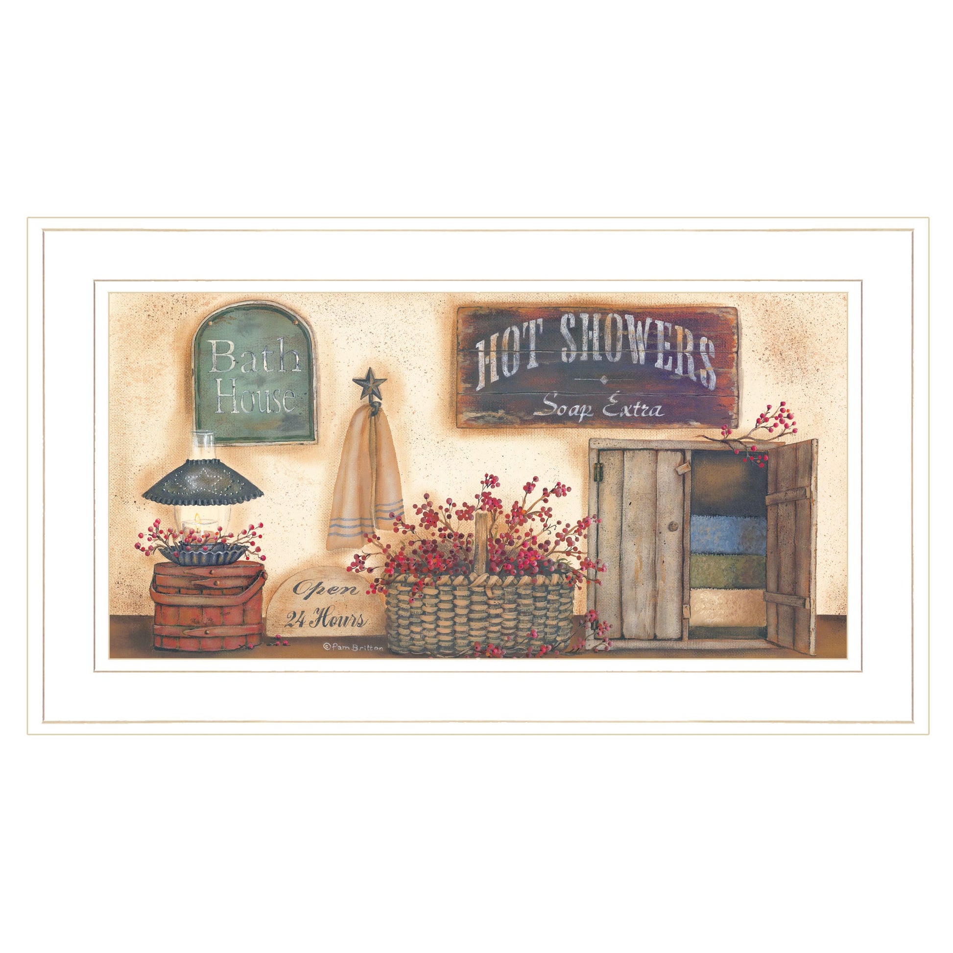 Bath House Collection 1 White Framed Print Bathroom Wall Art-1