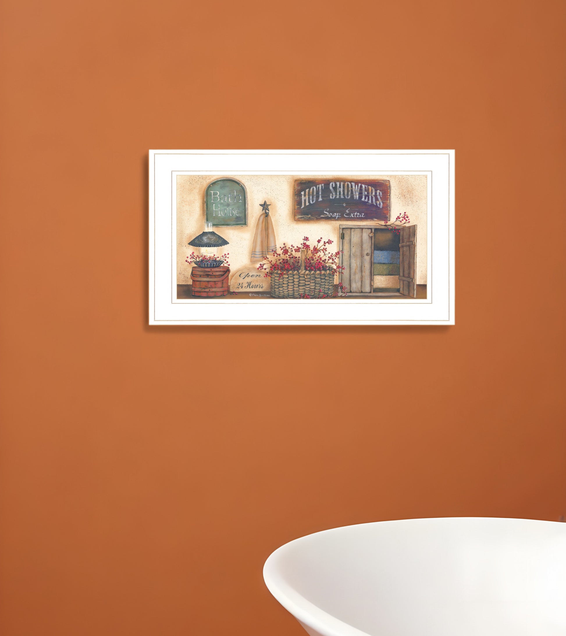Bath House Collection 1 White Framed Print Bathroom Wall Art-0
