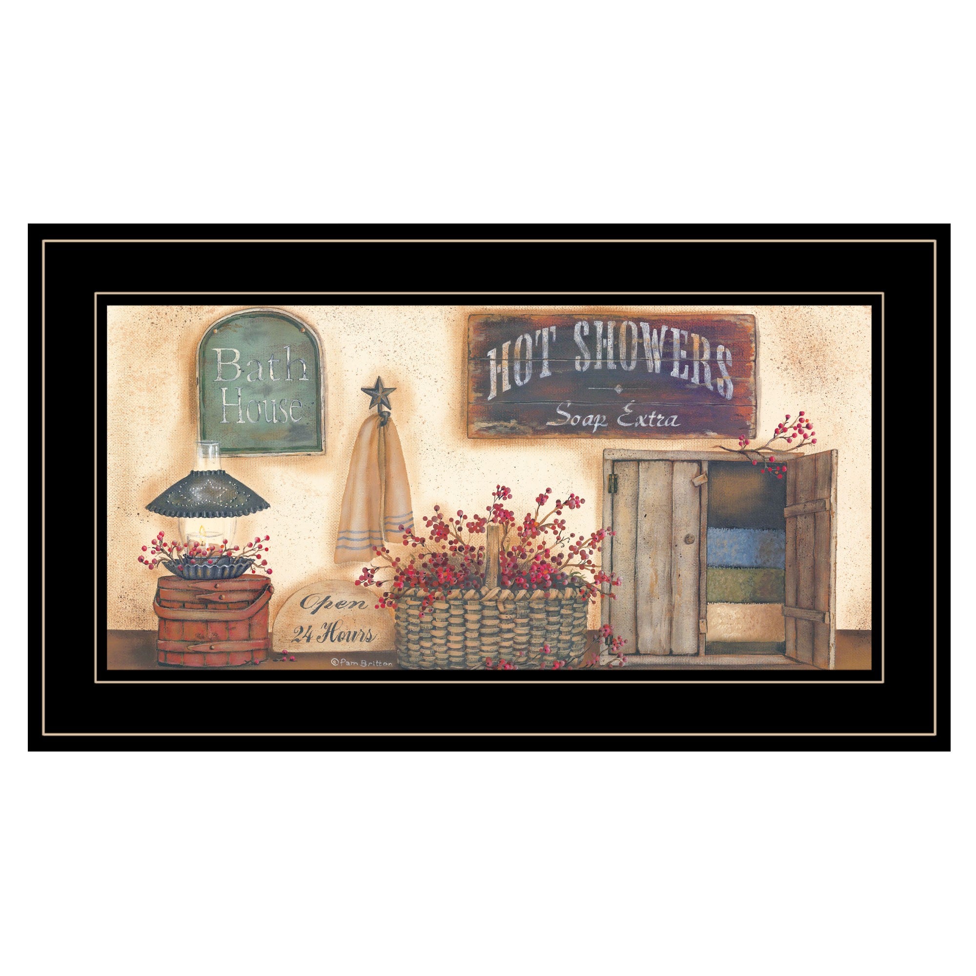 Bath House Collection 3 Black Framed Print Bathroom Wall Art-1