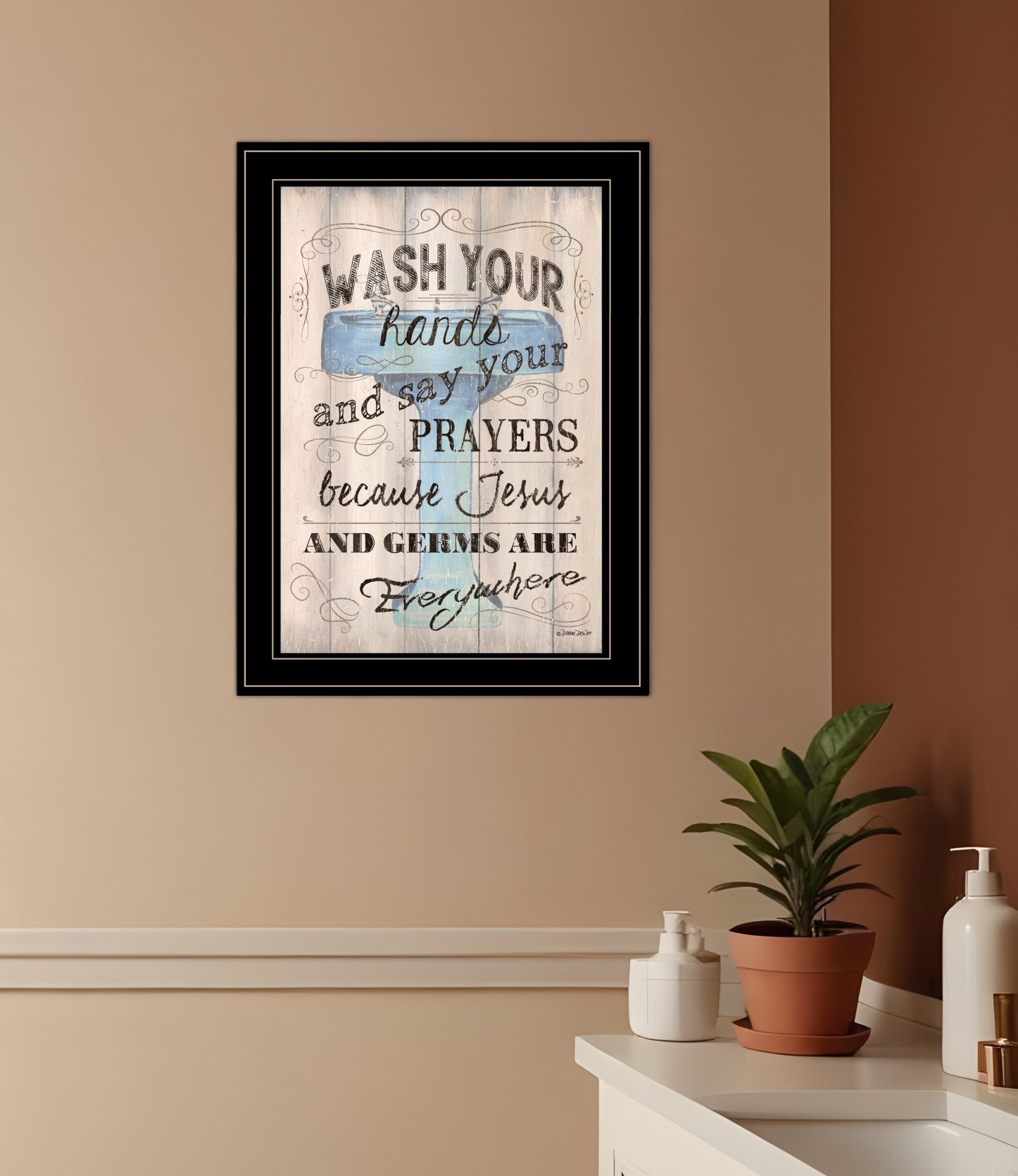 Wash Your Hands 4 Black Framed Print Bathroom Wall Art-0