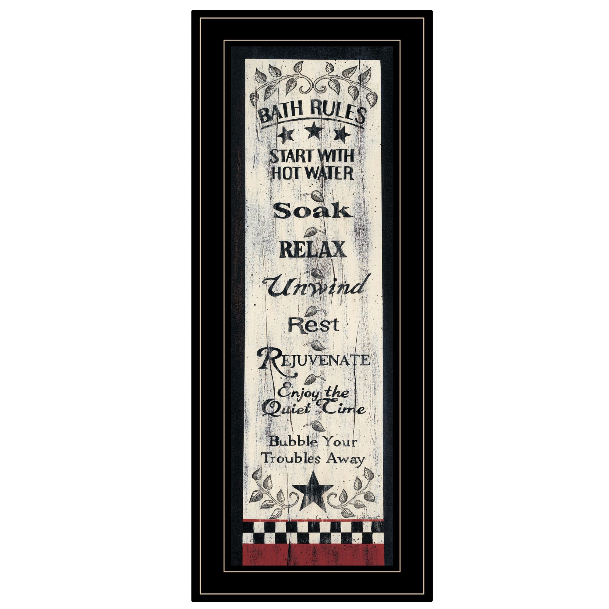 Bath Rules 5 Black Framed Print Bathroom Wall Art-1