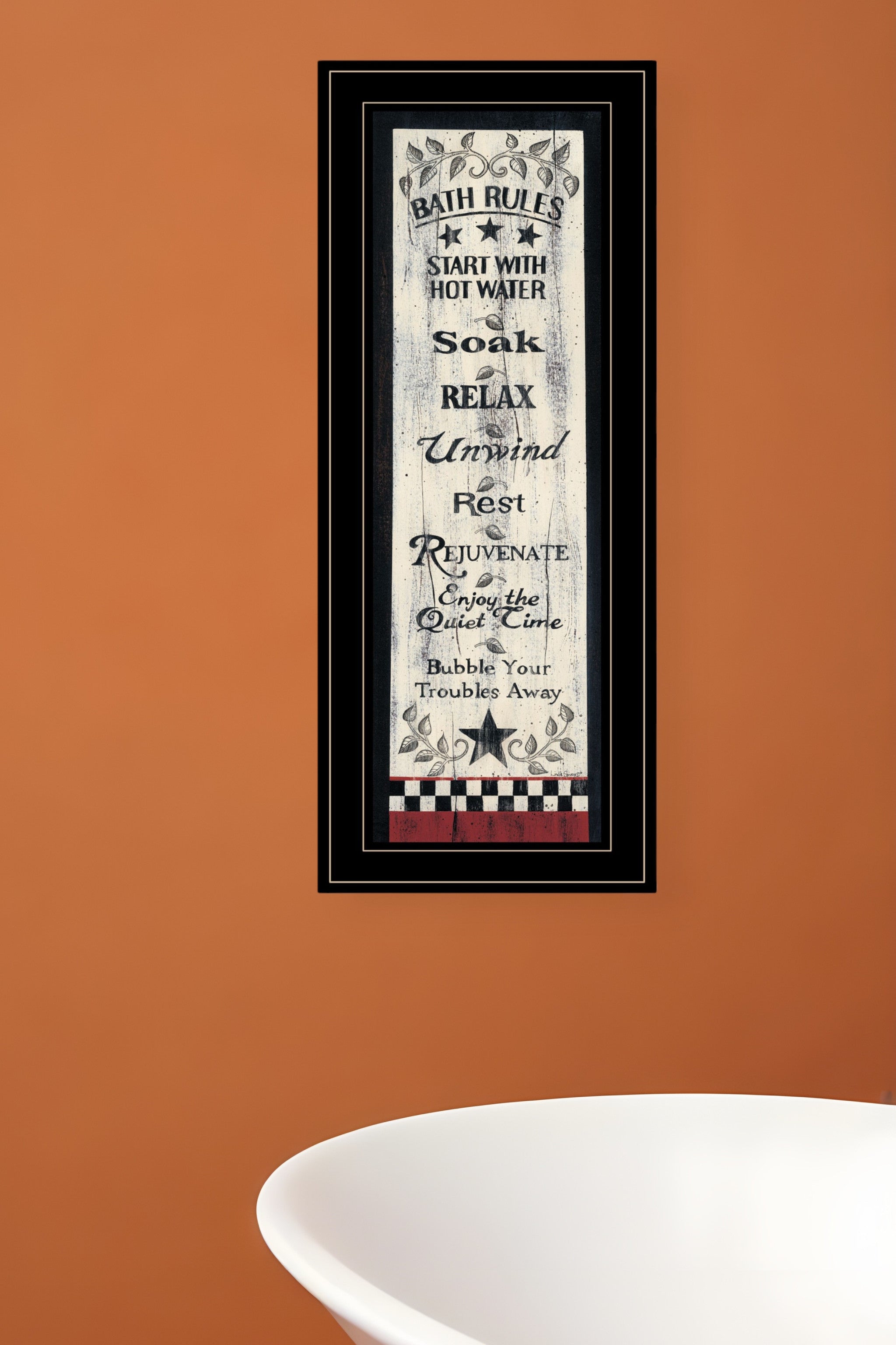 Bath Rules 5 Black Framed Print Bathroom Wall Art-0