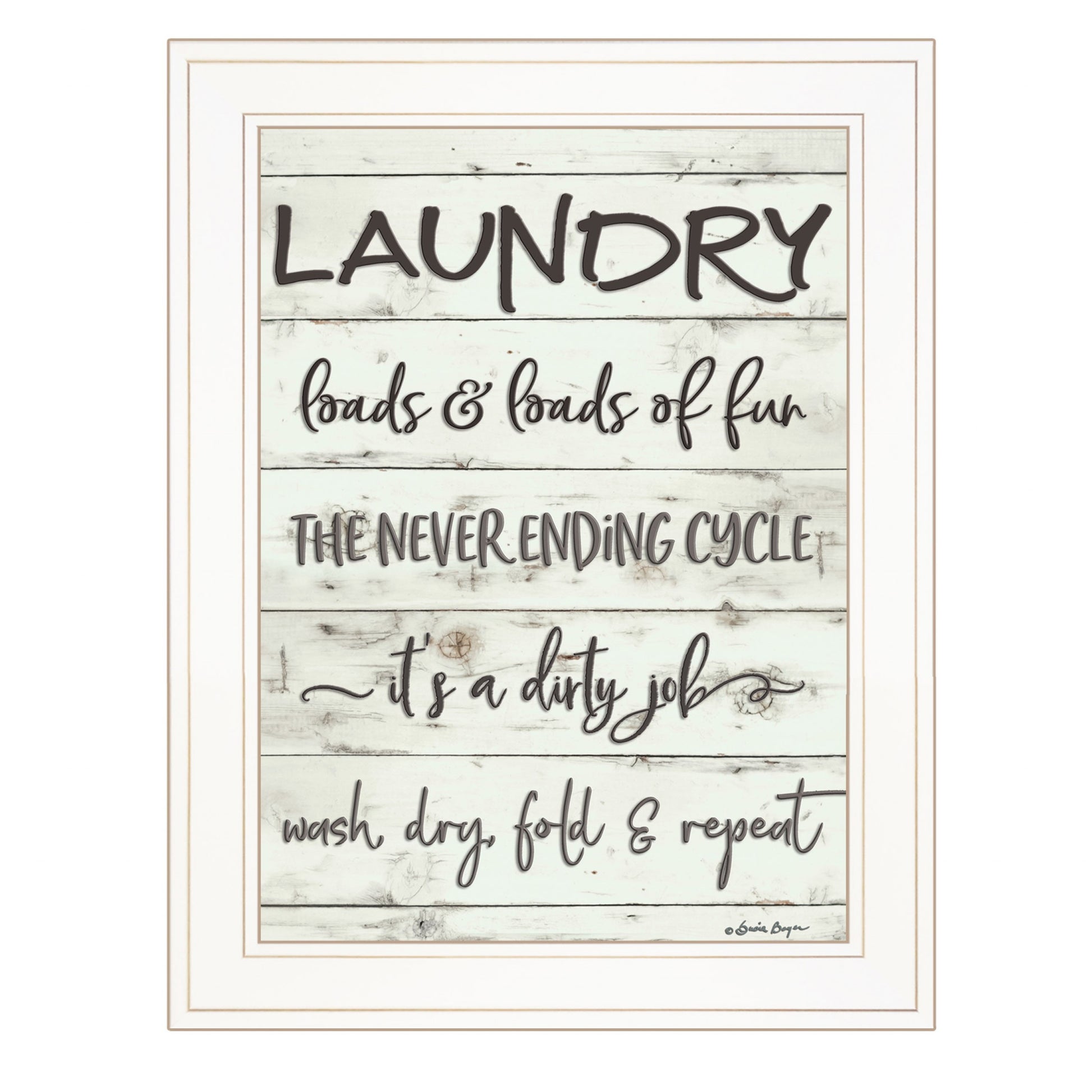 Laundry 1 White Framed Print Bathroom Wall Art-1