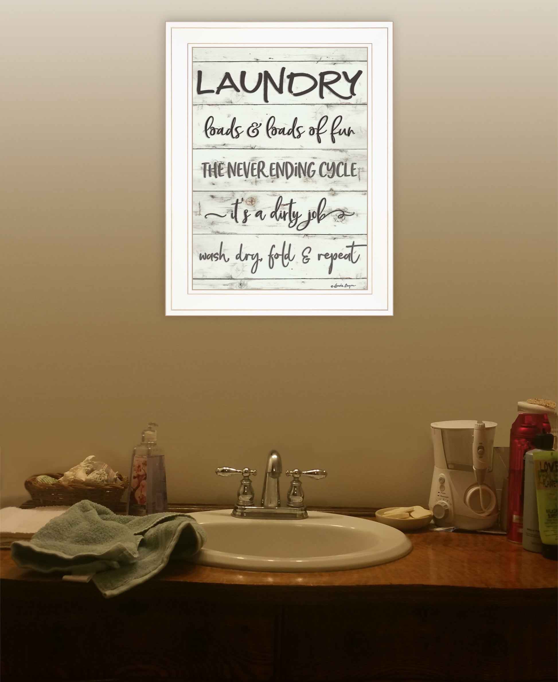 Laundry 1 White Framed Print Bathroom Wall Art-3