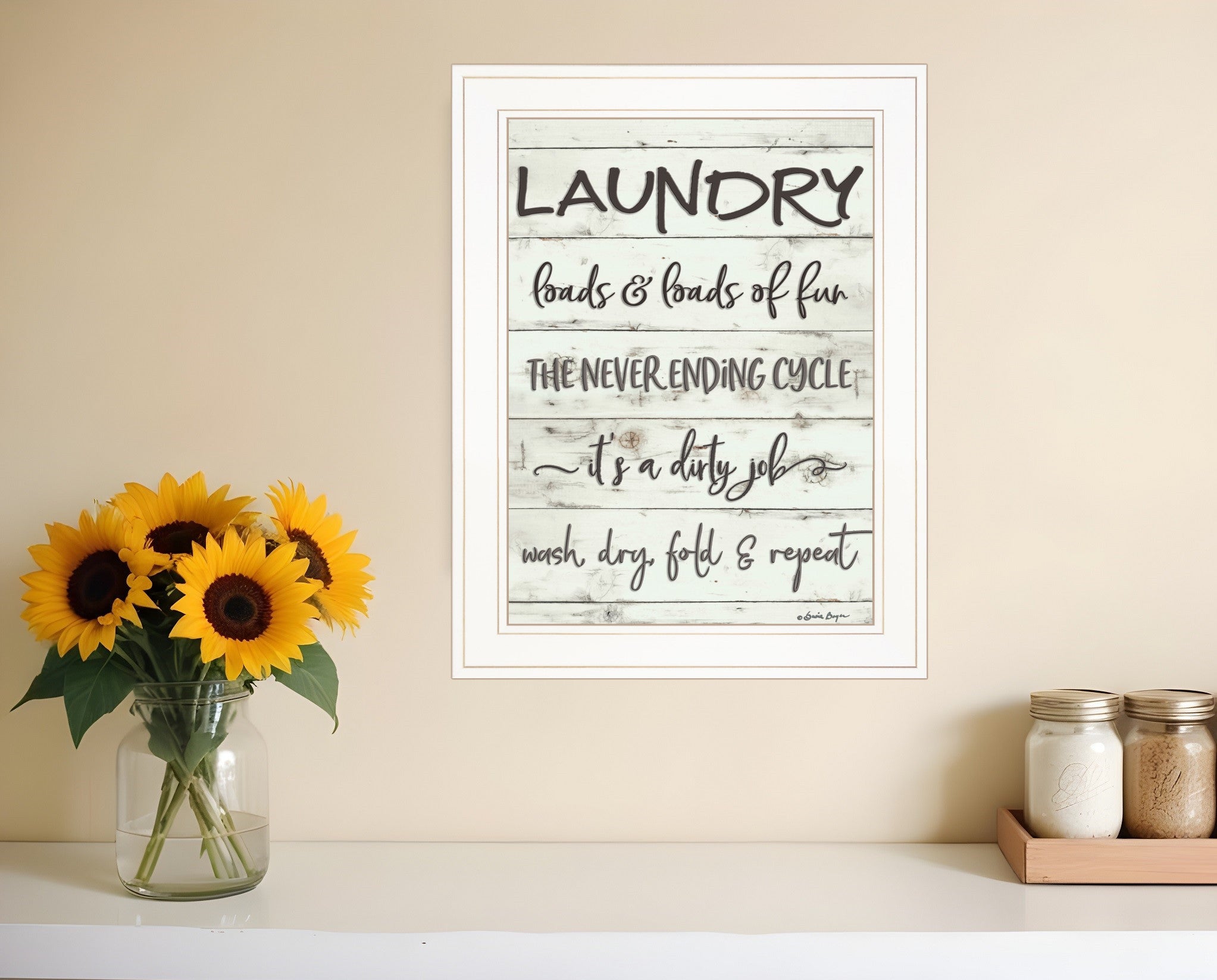 Laundry 1 White Framed Print Bathroom Wall Art-0