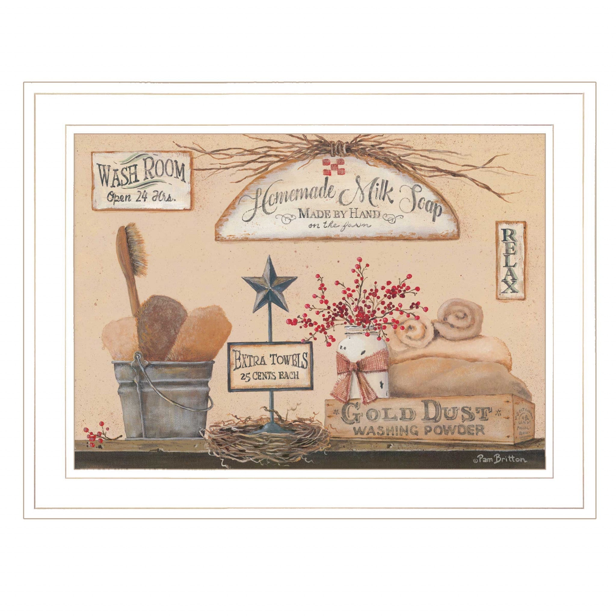 Wash Room 2 White Framed Print Bathroom Wall Art-1