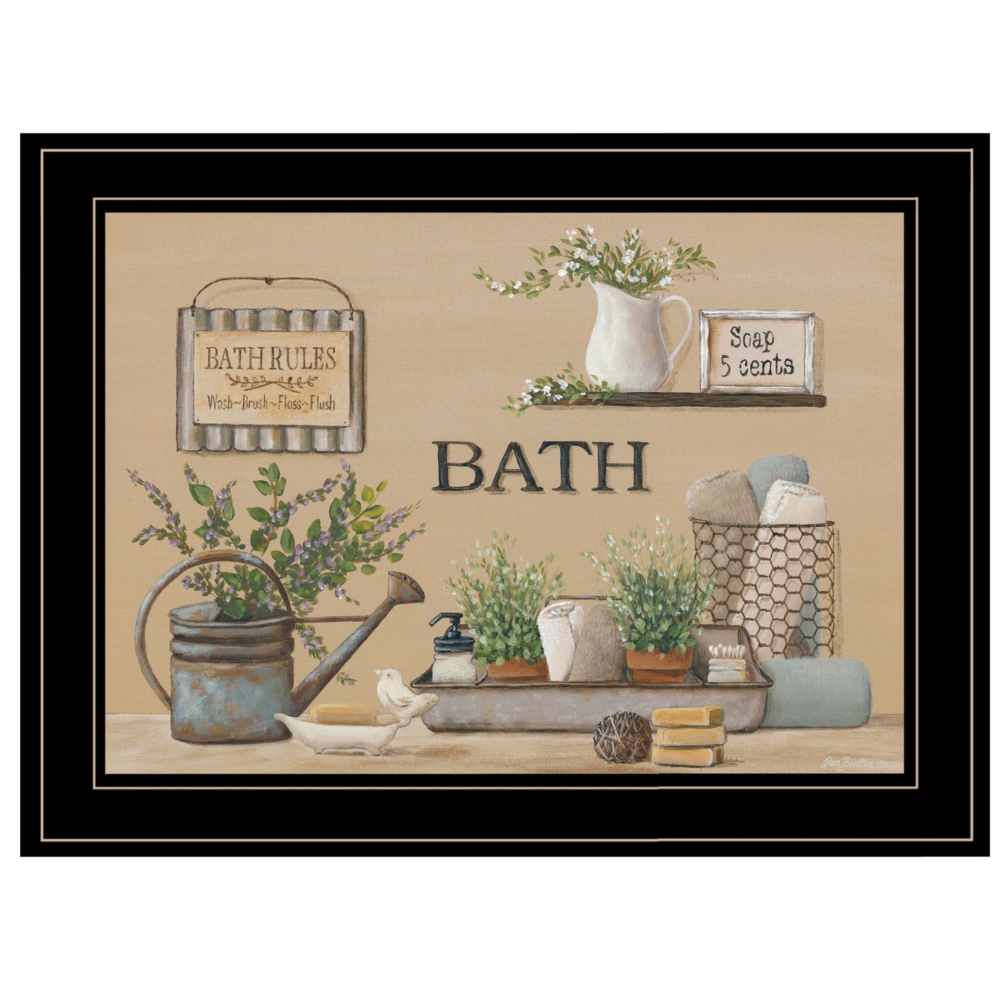 Farmhouse Bath Black Framed Print Bathroom Wall Art-1