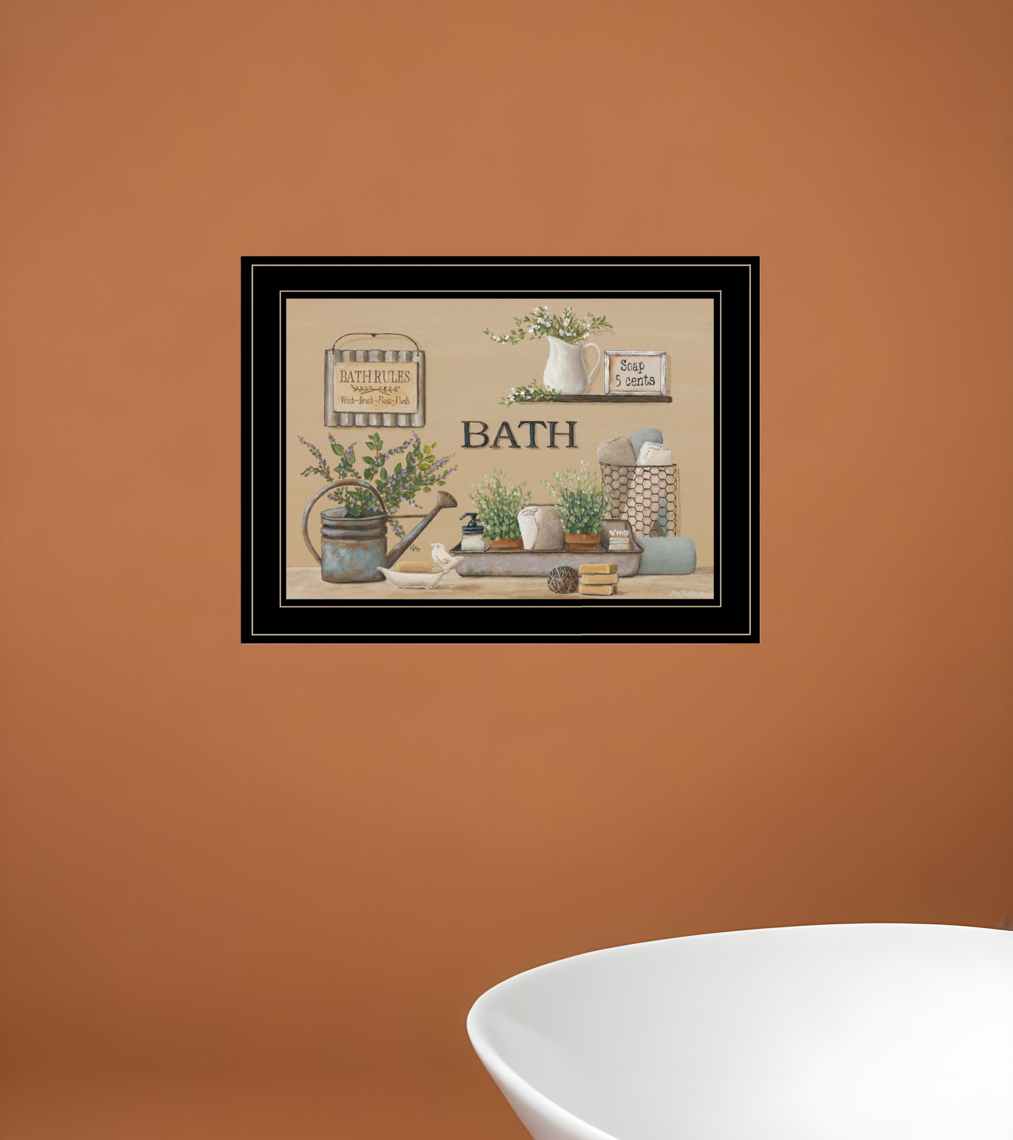Farmhouse Bath Black Framed Print Bathroom Wall Art-0