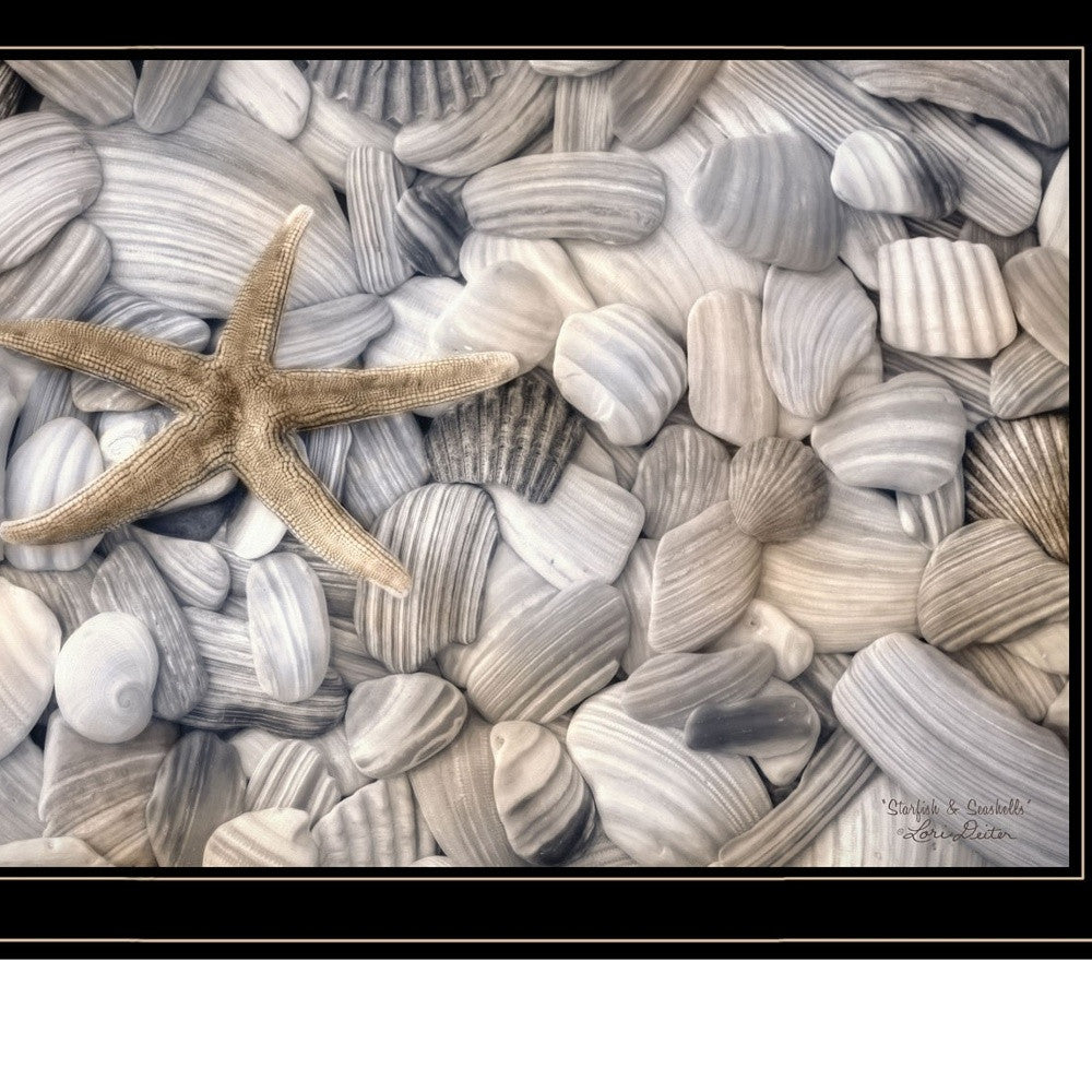Set Of Two Cape Hatteras Lighthouse and Sea Shells 4 Black Framed Print Wall Art-3
