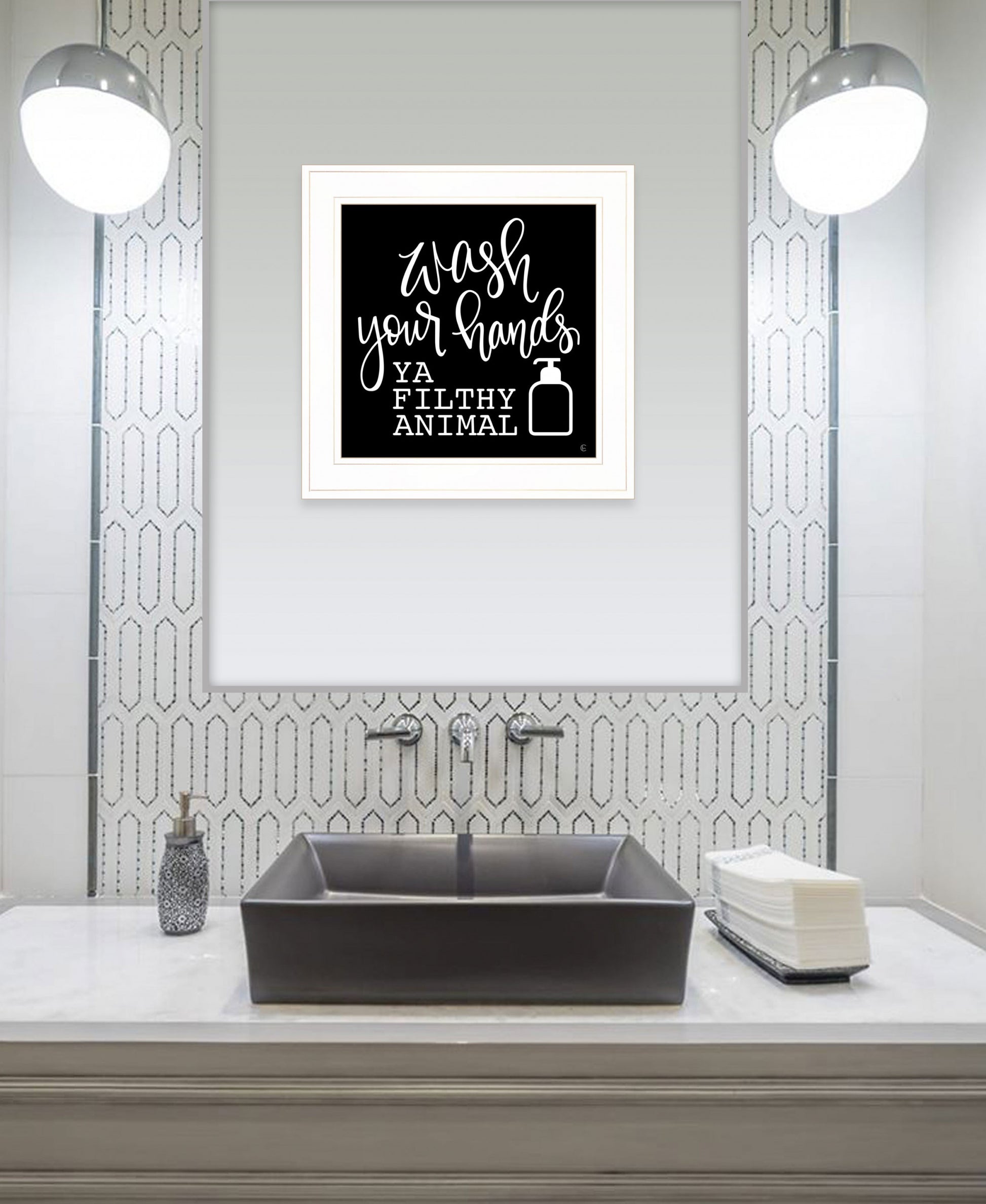 Wash Your Hands 1 White Framed Print Bathroom Wall Art-4
