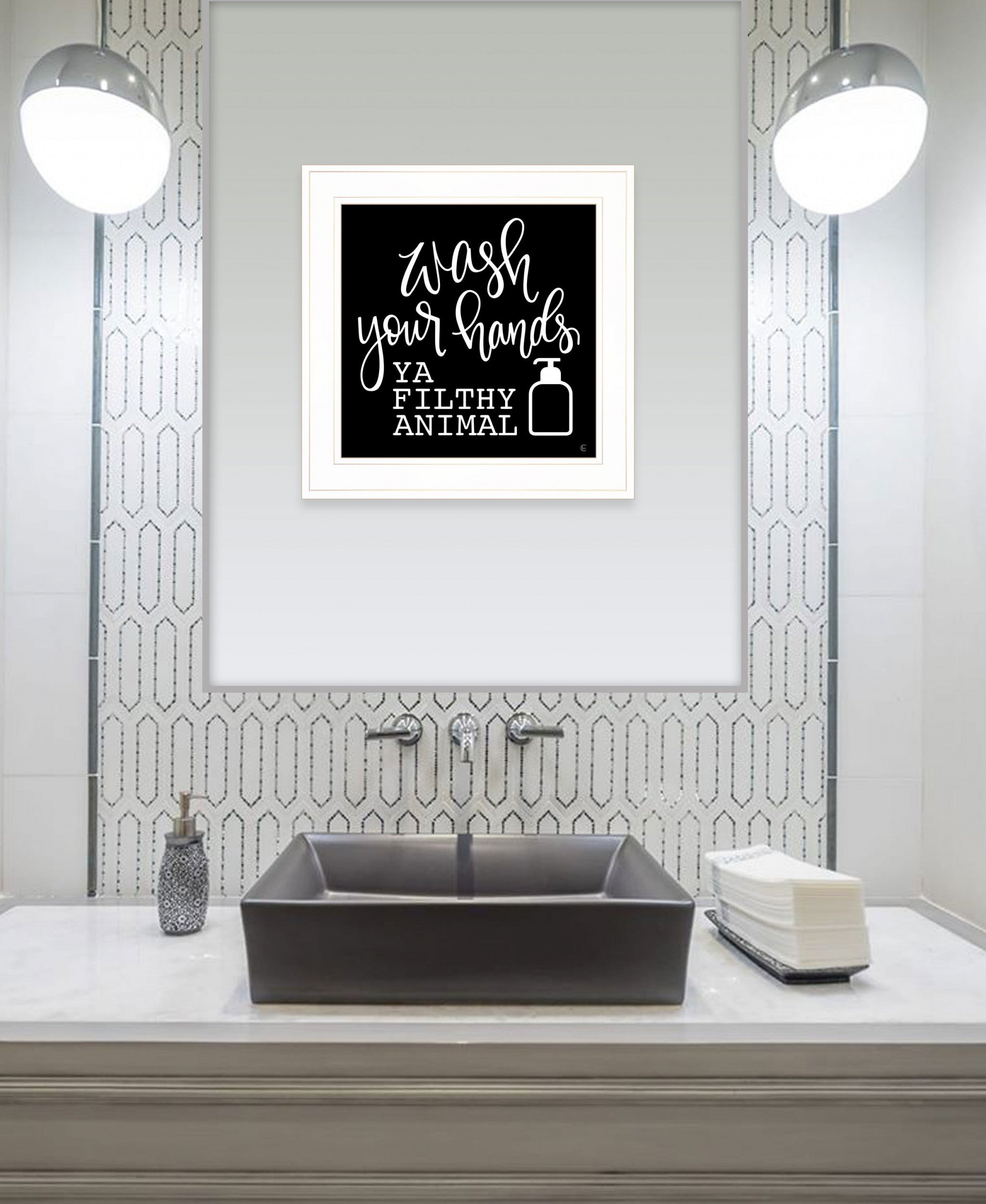 Wash Your Hands 1 White Framed Print Bathroom Wall Art-4