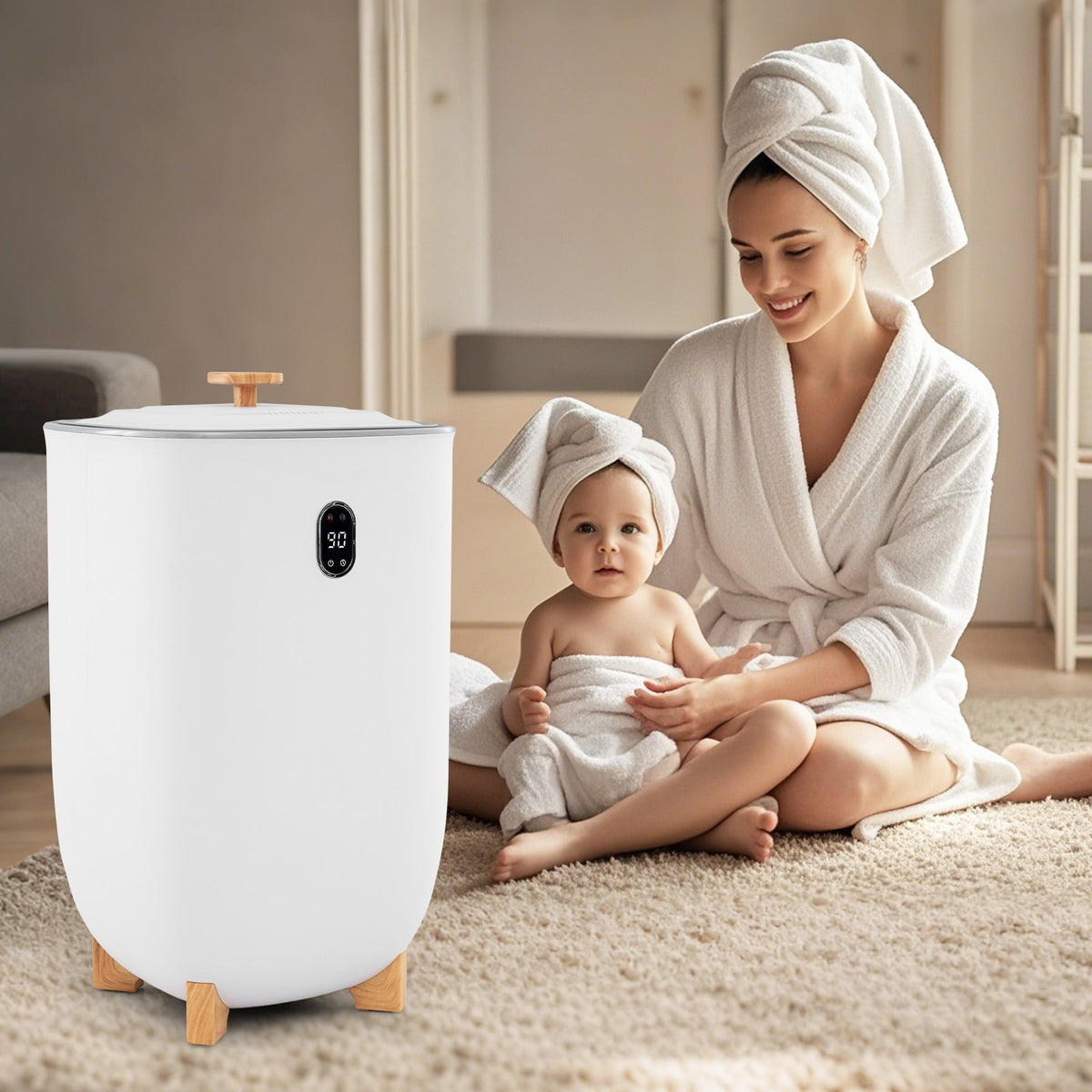 40L Luxury Hot Towel Warmer Bucket - 2 Heat Settings White-Dryers-DECOROLALA