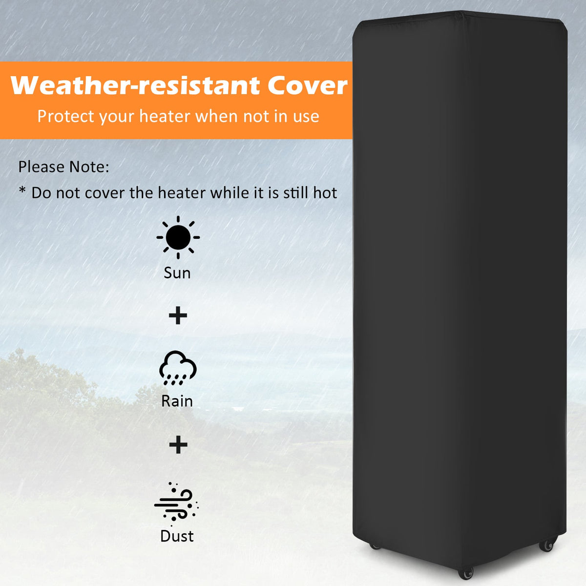41 000 BTU Propane Patio Heater with Lockable Wheels-Black-Patio Heaters-DECOROLALA