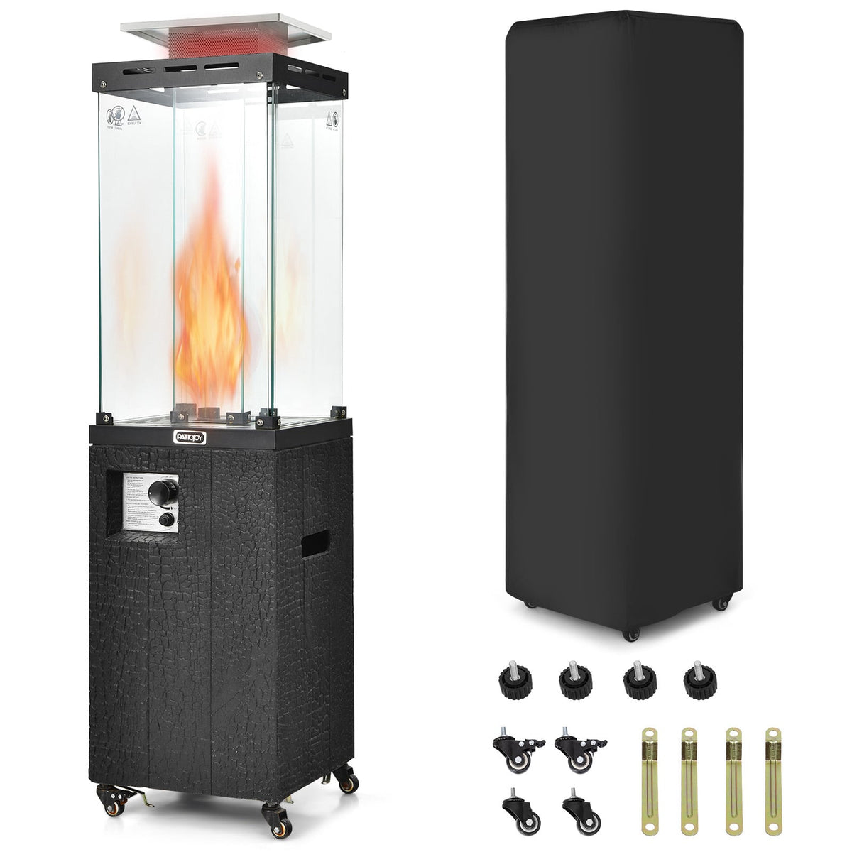 41 000 BTU Propane Patio Heater with Lockable Wheels-Black-Patio Heaters-DECOROLALA