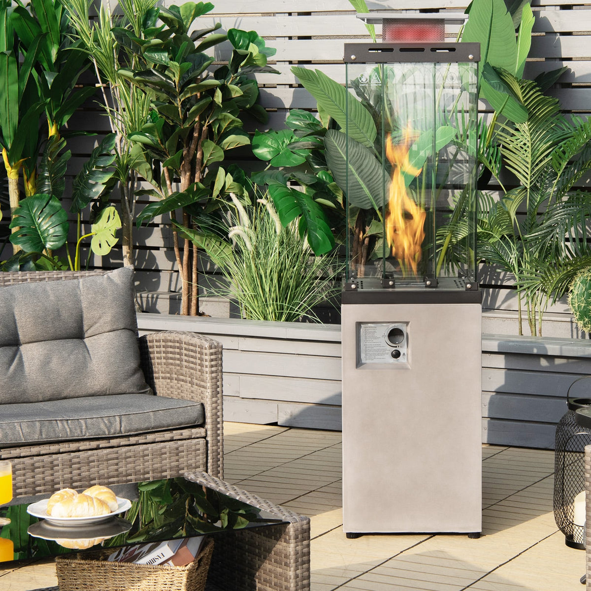 41 000 BTU Propane Patio Heater with Metal Hood-Gray-Patio Heaters-DECOROLALA