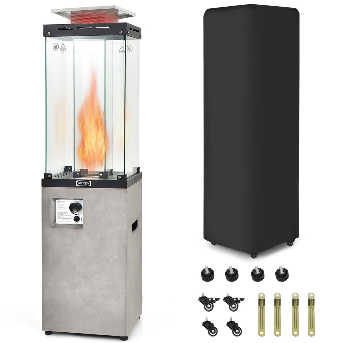41 000 BTU Propane Patio Heater with Metal Hood-Gray-Patio Heaters-DECOROLALA