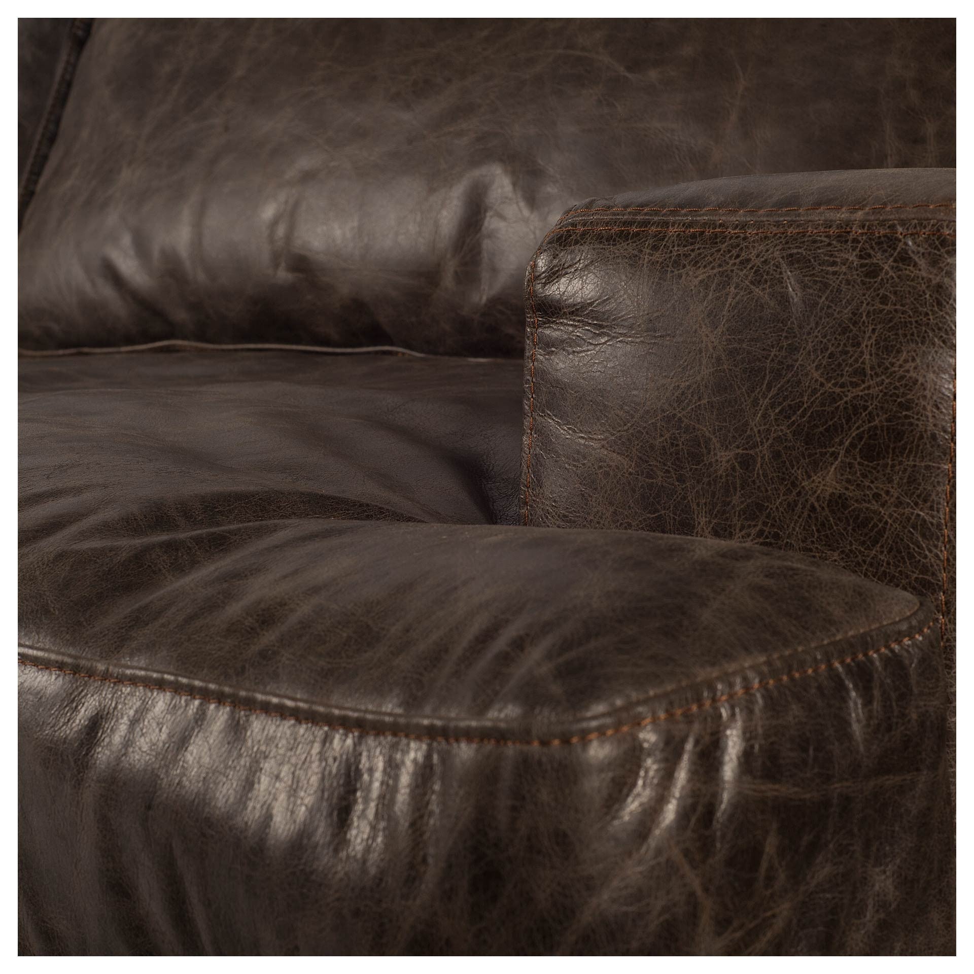41" Black Faux Leather Distressed Club Chair-Accent Chairs-DECOROLALA