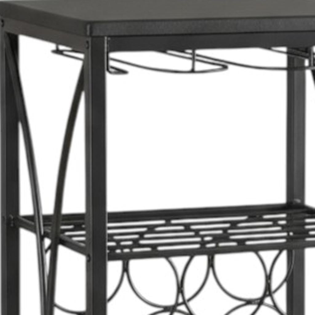 41" Black Stainless Steel Wine Rack-Bar Tools-DECOROLALA