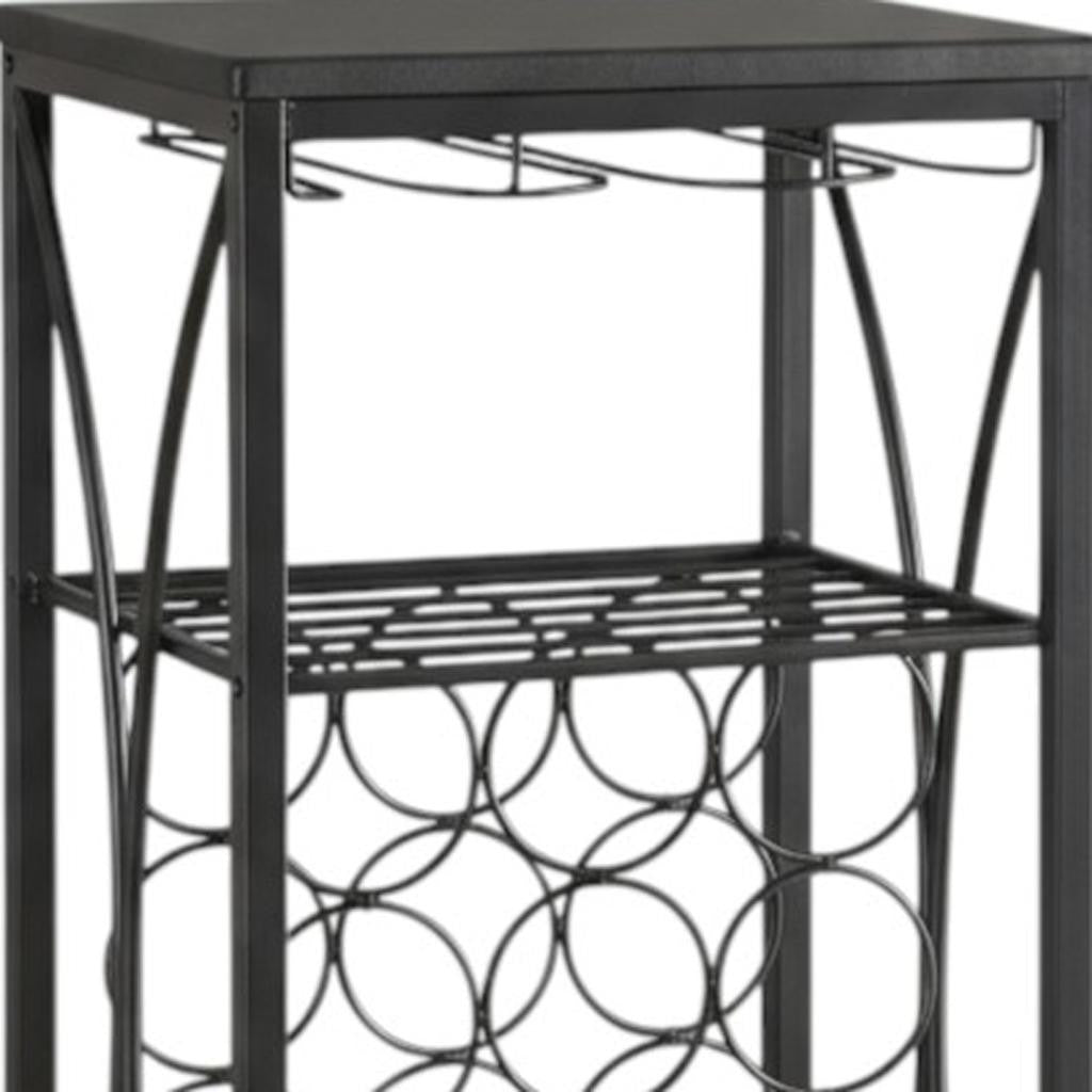41" Black Stainless Steel Wine Rack-Bar Tools-DECOROLALA