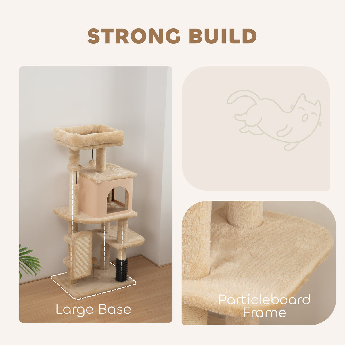 41" Cat Tree with Condo, Bed and Scratching Posts - Beige-Cats-DECOROLALA