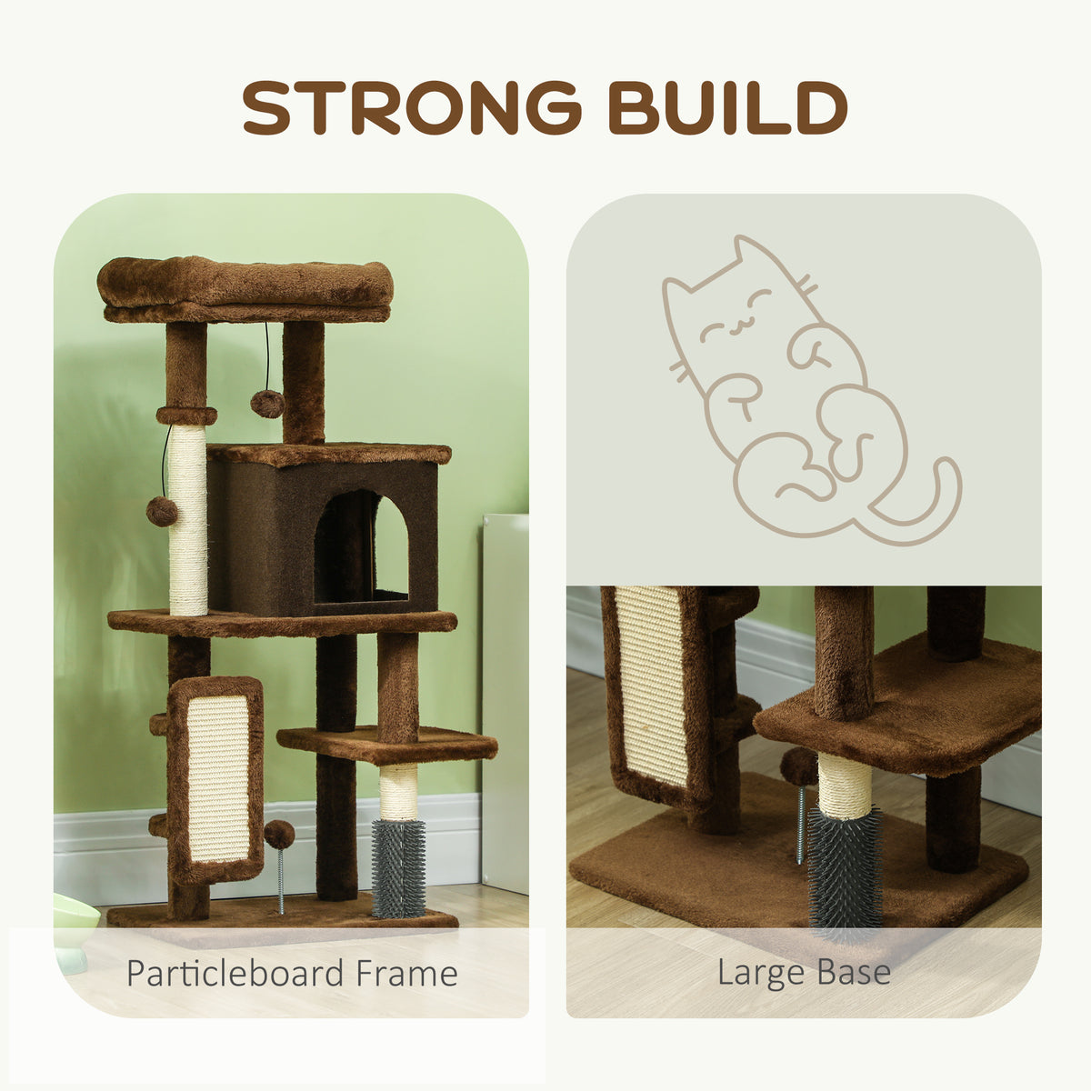 41" Cat Tree with Condo, Bed, and Scratching Posts - Brown-Cats-DECOROLALA