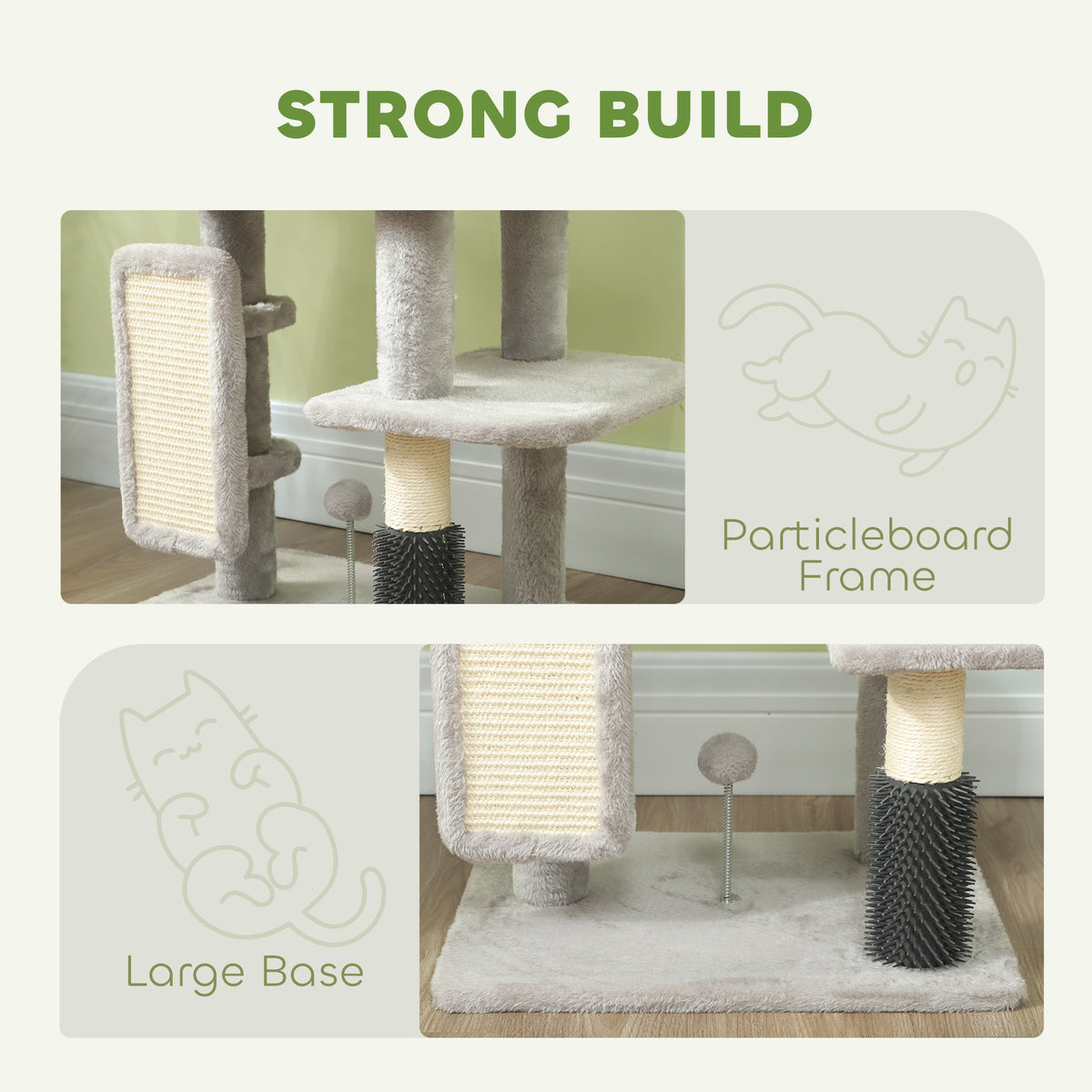 41" Cat Tree with Condo, Bed and Scratching Posts - Light Grey-Cats-DECOROLALA