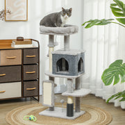 41" Cat Tree with Condo, Bed and Scratching Posts - Light Grey-Cats-DECOROLALA
