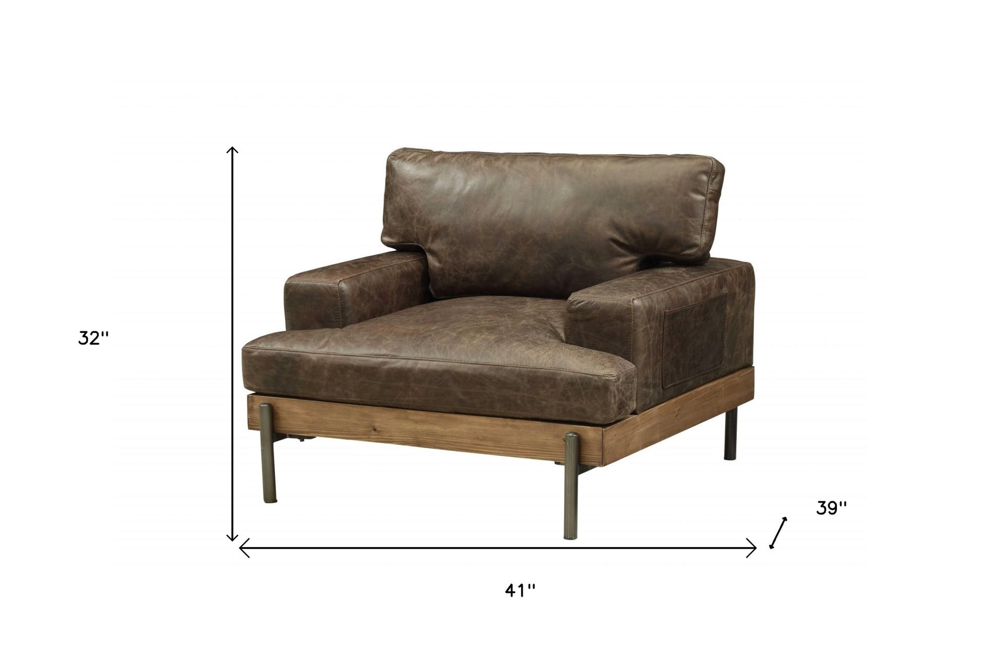 41" Chocolate and Gray Faux Leather Chair and a Half-Accent Chairs-DECOROLALA