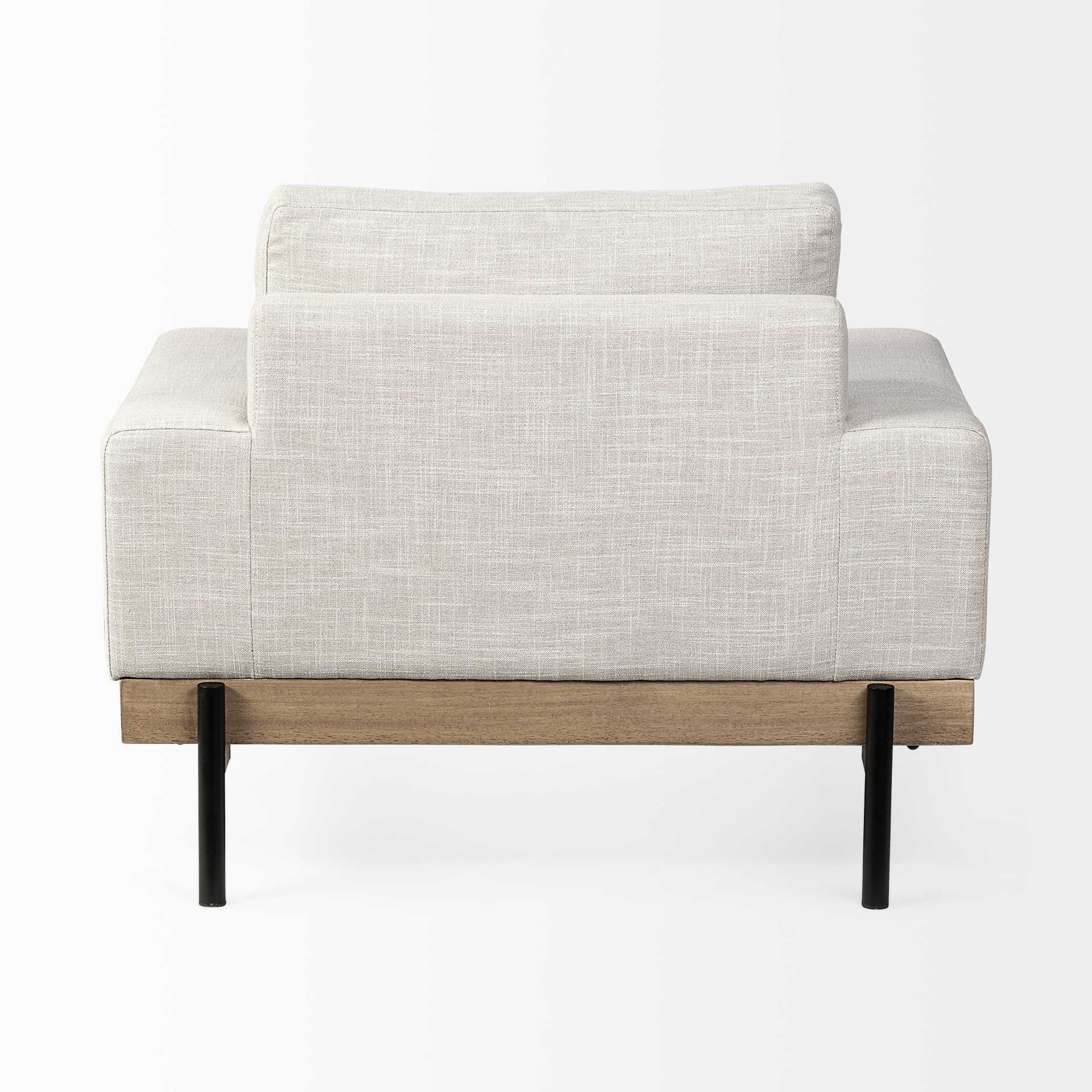 41" Cream and Black Fabric Arm Chair-Accent Chairs-DECOROLALA