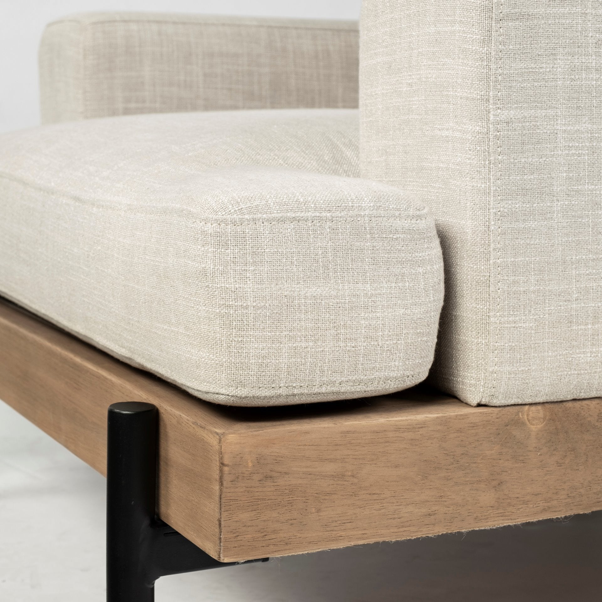 41" Cream and Black Fabric Arm Chair-Accent Chairs-DECOROLALA