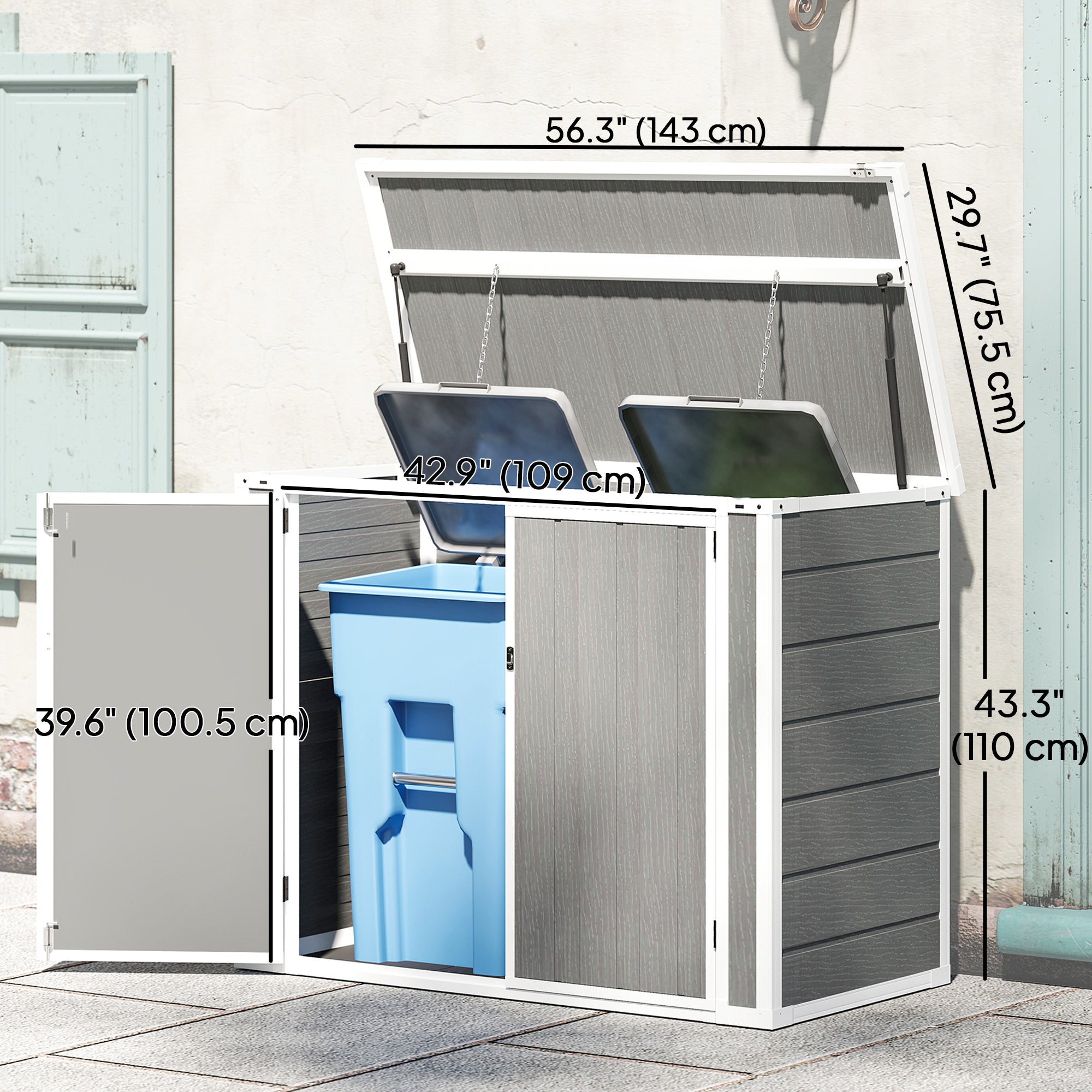 41 Cu. Ft. Horizontal Outdoor Storage Shed - Grey-Patio & Garden > Lawn & Garden > Sheds-DECOROLALA