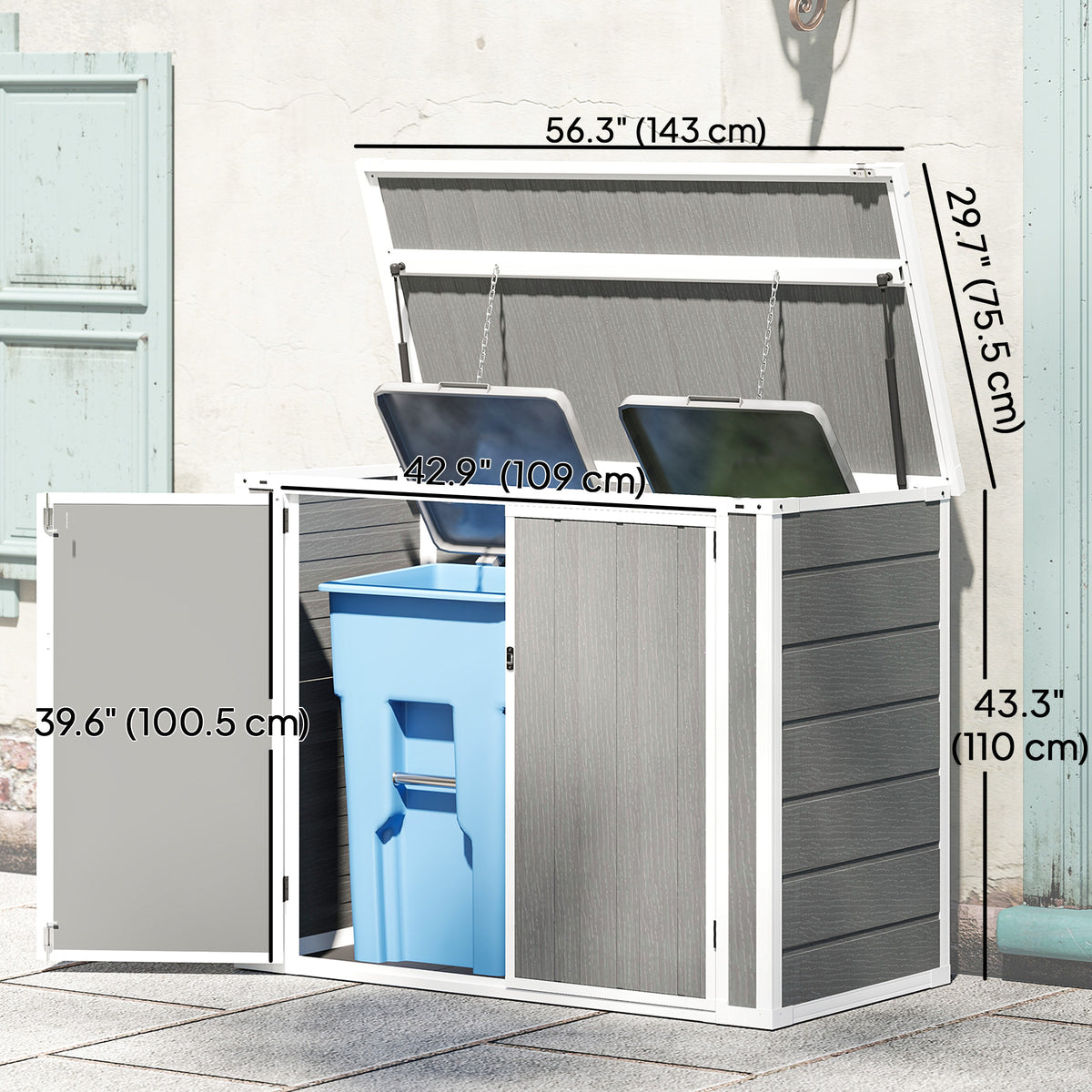 41 Cu. Ft. Horizontal Outdoor Storage Shed - Grey-Patio & Garden > Lawn & Garden > Sheds-DECOROLALA