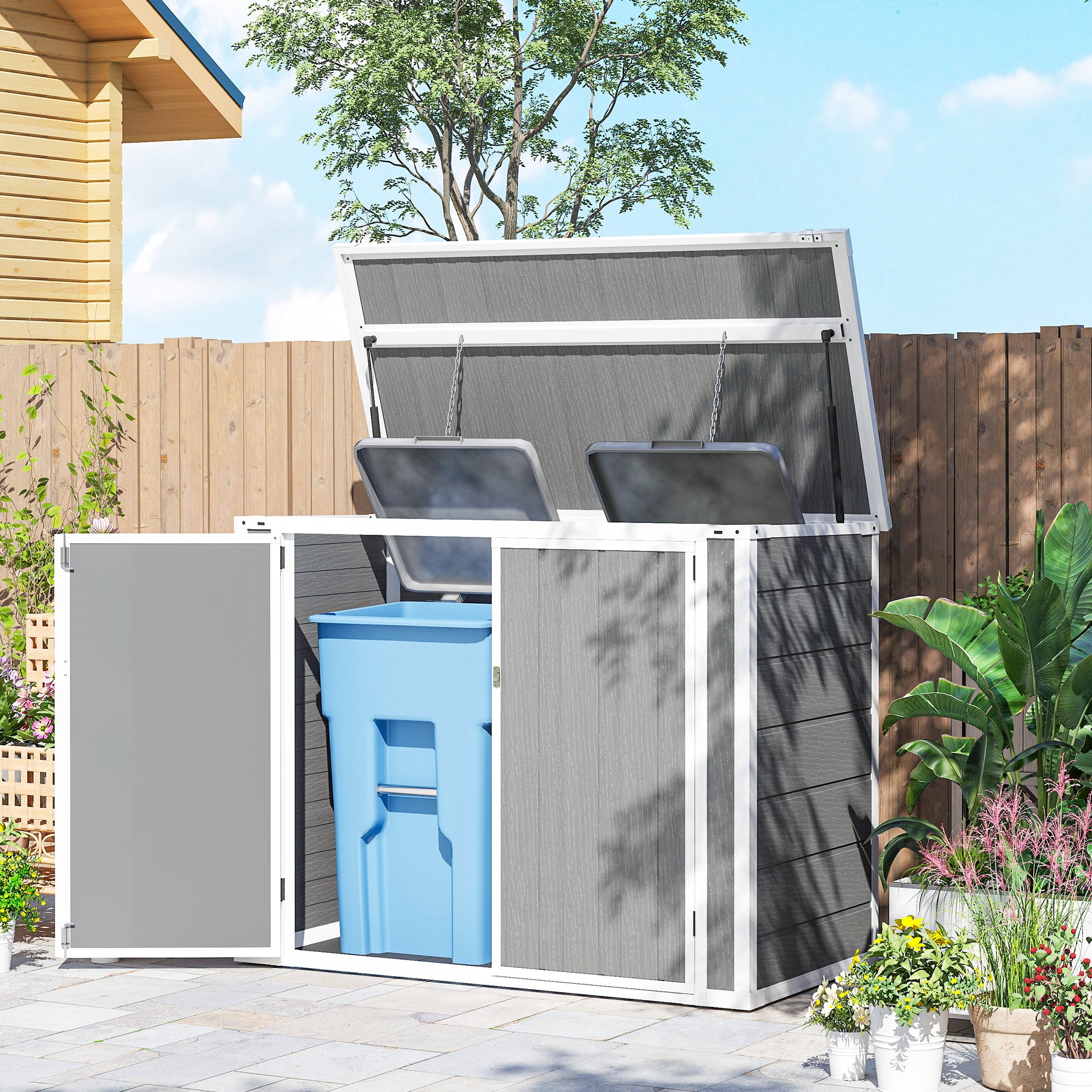 41 Cu. Ft. Horizontal Outdoor Storage Shed - Grey-Patio & Garden > Lawn & Garden > Sheds-DECOROLALA