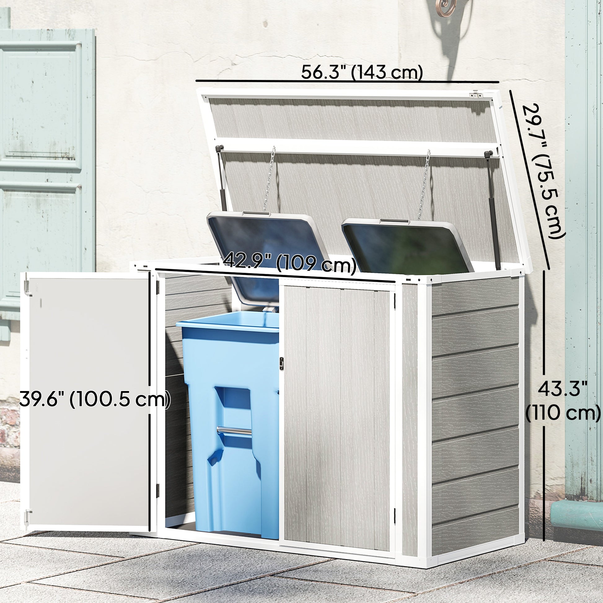 41 Cu. Ft. Outdoor Storage Shed - Light Grey Horizontal Box-Patio & Garden > Lawn & Garden > Sheds-DECOROLALA