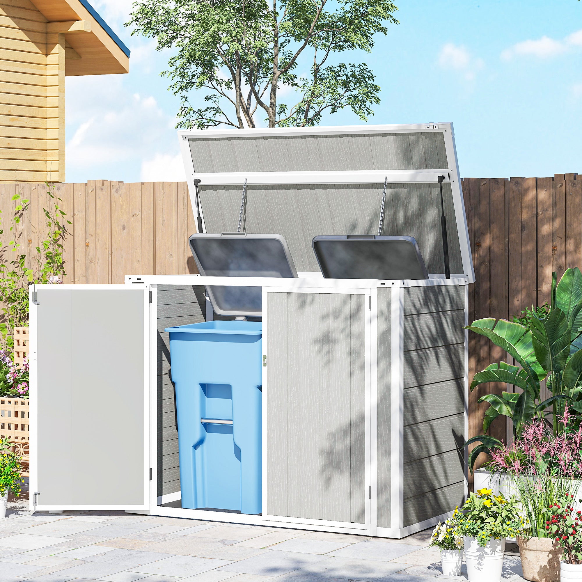 41 Cu. Ft. Outdoor Storage Shed - Light Grey Horizontal Box-Patio & Garden > Lawn & Garden > Sheds-DECOROLALA