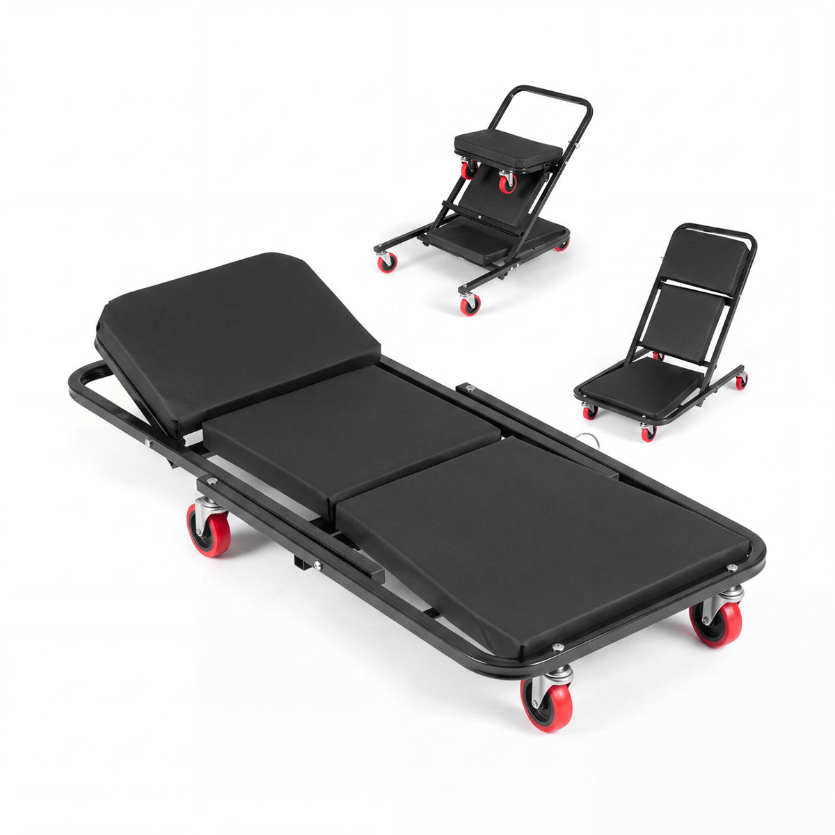 41" Foldable Mechanic Creeper with 450 LBS Capacity-Black-Garages-DECOROLALA