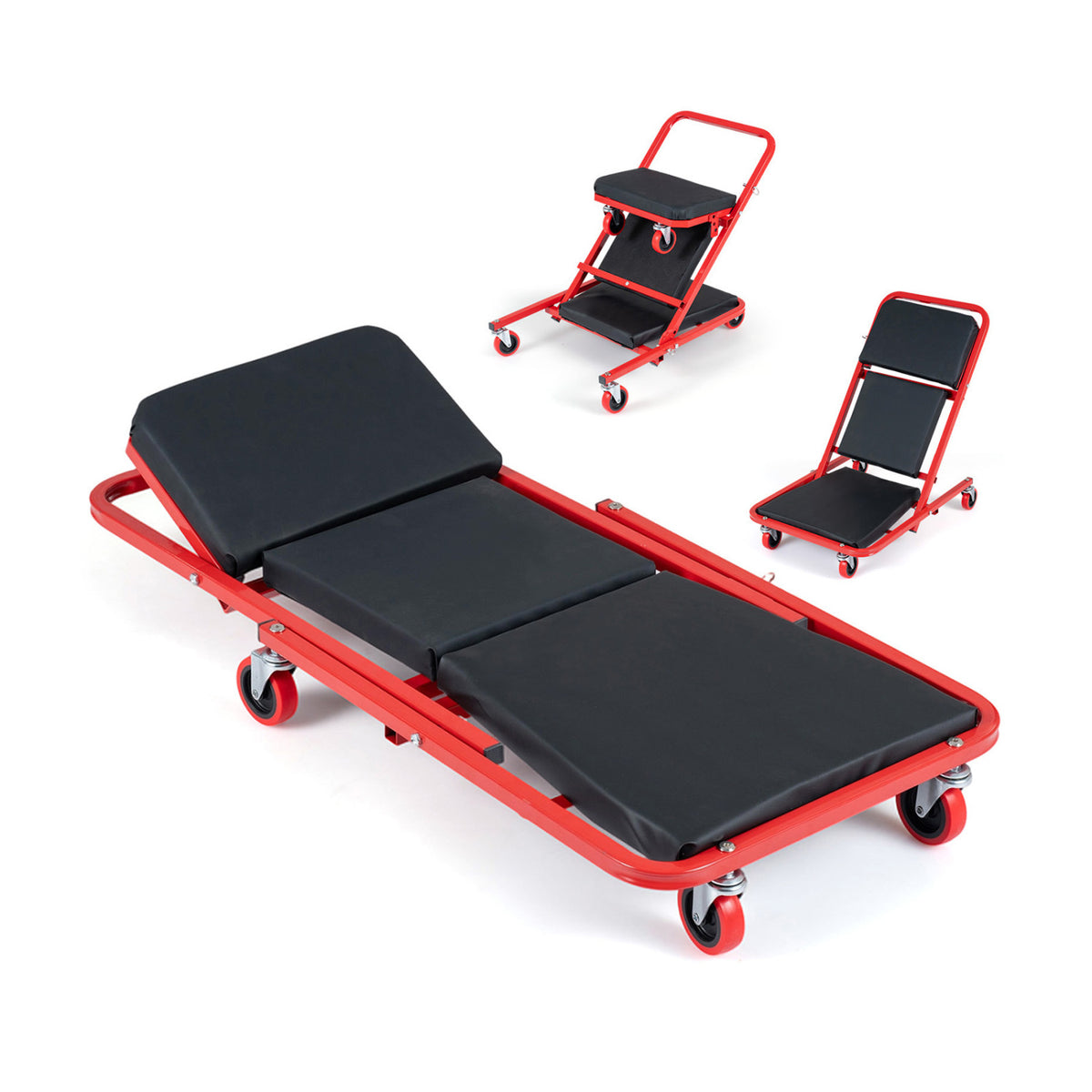 41" Foldable Mechanic Creeper with 450 LBS Capacity-Red-Garages-DECOROLALA