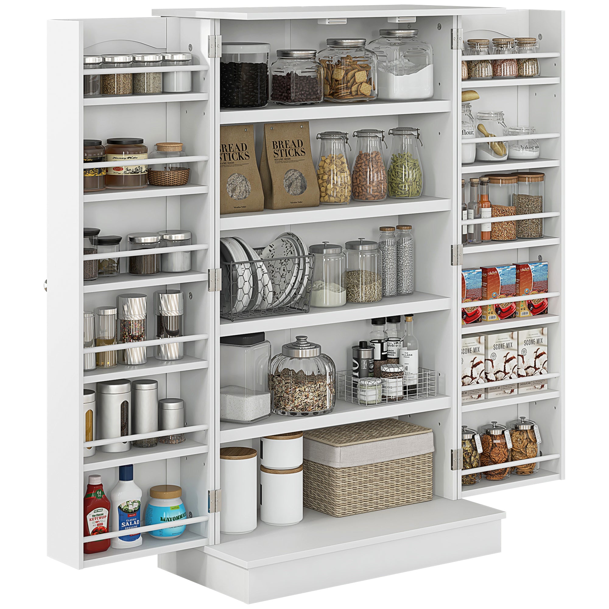 41" Freestanding Kitchen Pantry Cabinet - White-Home Furnishings > Storage & Organization > Kitchen Pantry Cabinets-DECOROLALA