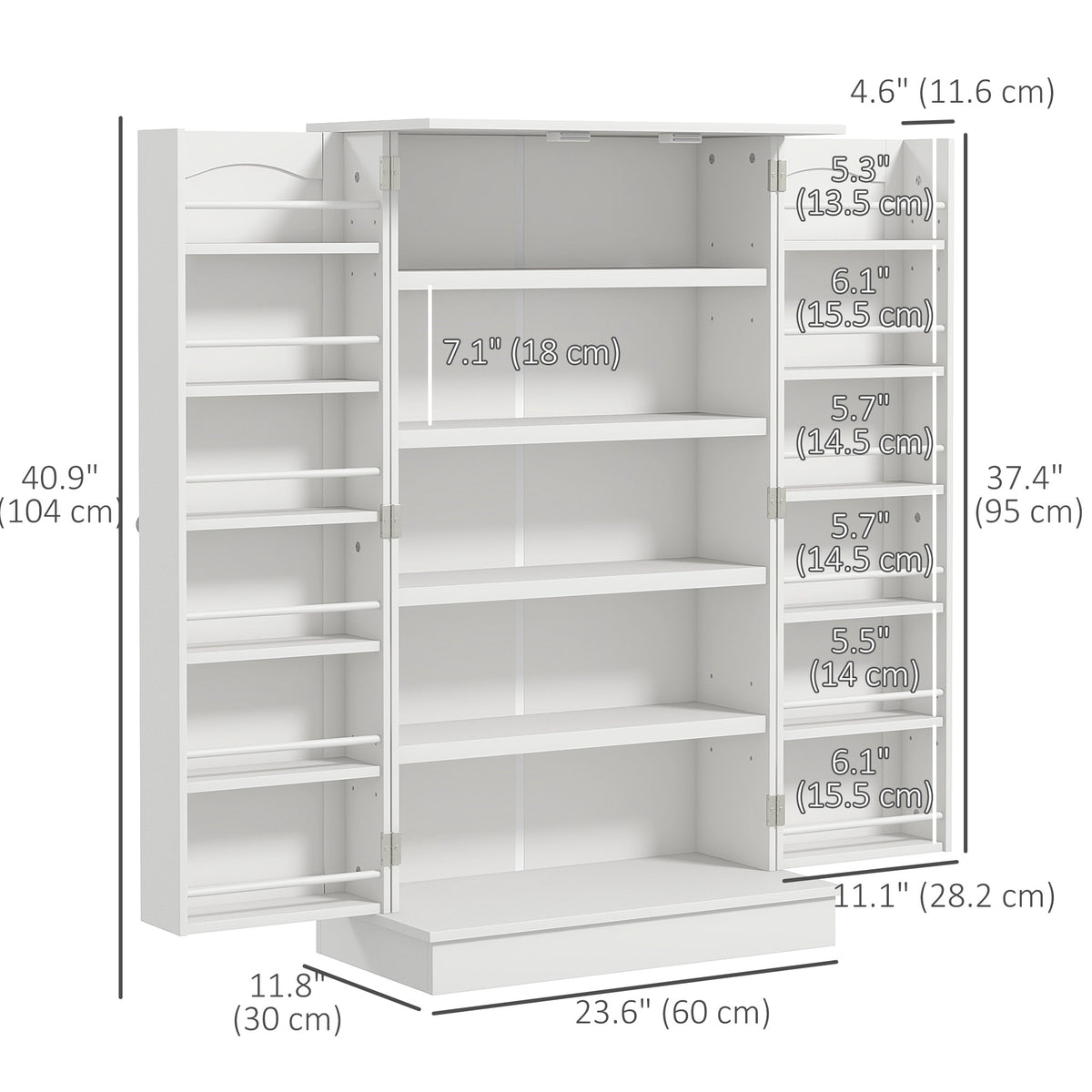 41" Freestanding Kitchen Pantry Cabinet - White-Home Furnishings > Storage & Organization > Kitchen Pantry Cabinets-DECOROLALA