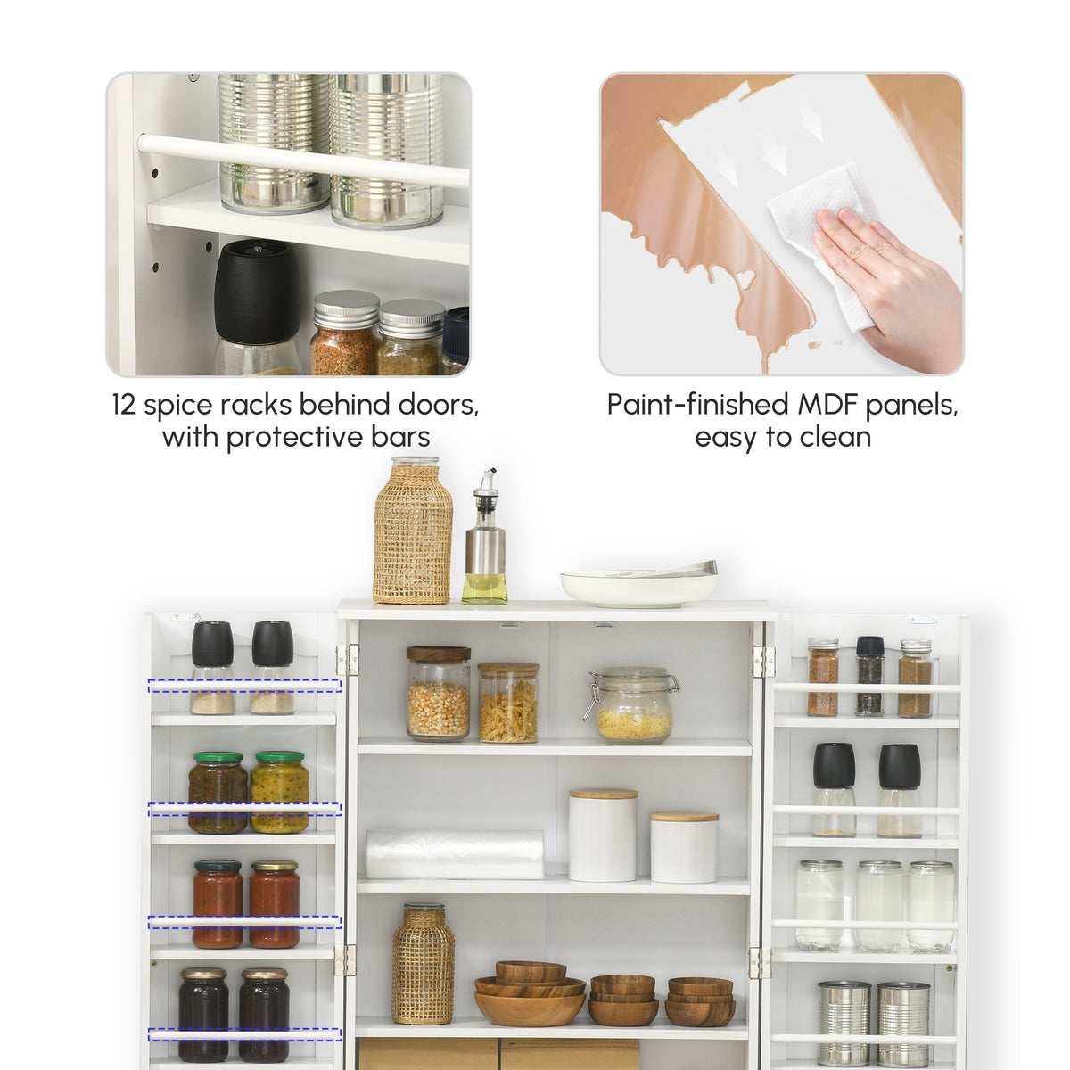 41" Freestanding Kitchen Pantry Cabinet - White-Home Furnishings > Storage & Organization > Kitchen Pantry Cabinets-DECOROLALA