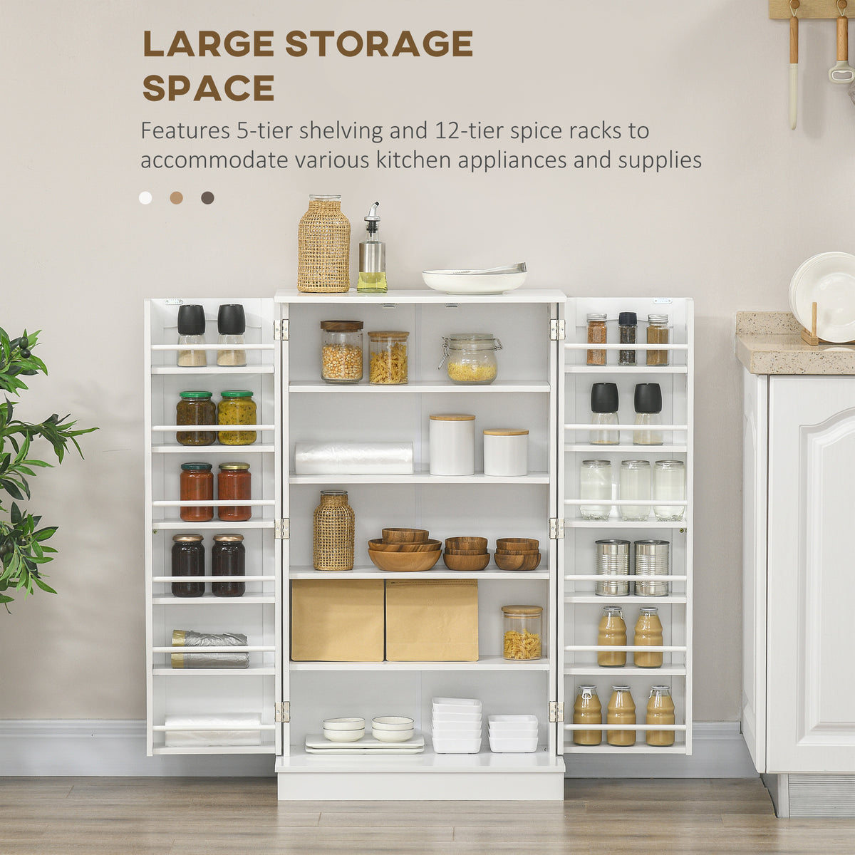 41" Freestanding Kitchen Pantry Cabinet - White-Home Furnishings > Storage & Organization > Kitchen Pantry Cabinets-DECOROLALA