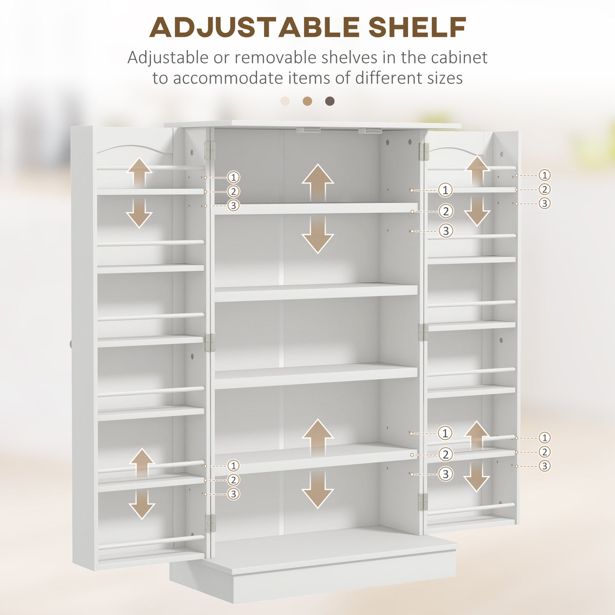 41" Freestanding Kitchen Pantry Cabinet - White-Home Furnishings > Storage & Organization > Kitchen Pantry Cabinets-DECOROLALA