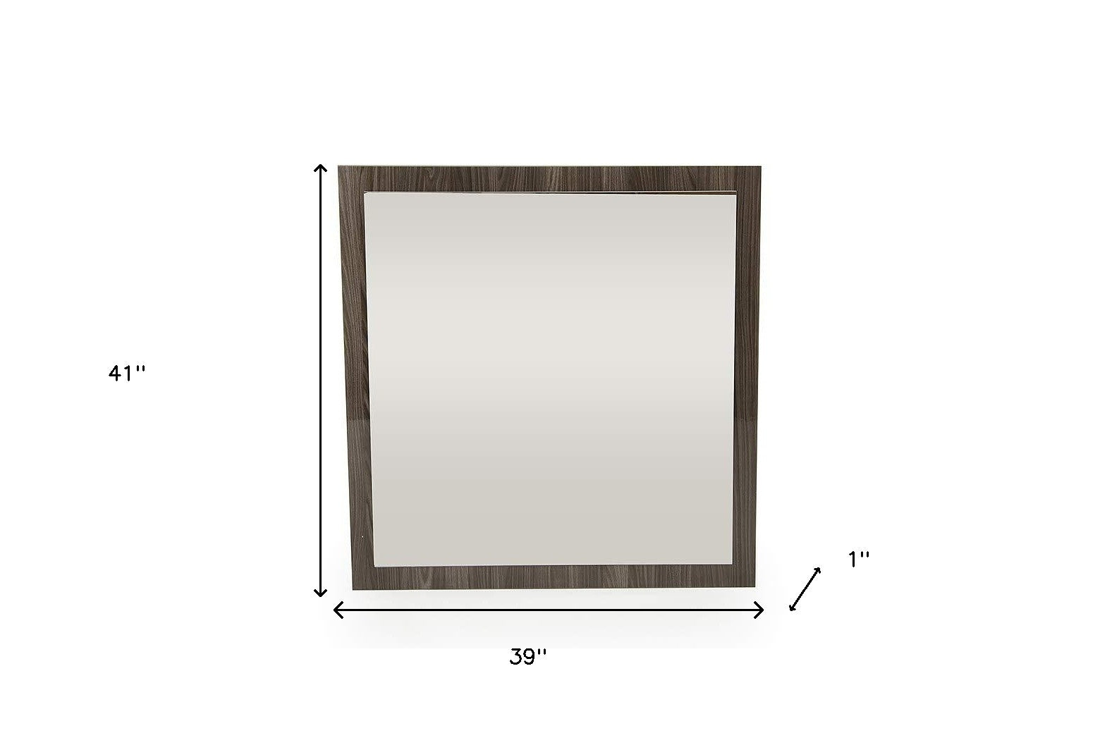41" Gray Square Framed Mounted Accent Mirror-Mirrors-DECOROLALA