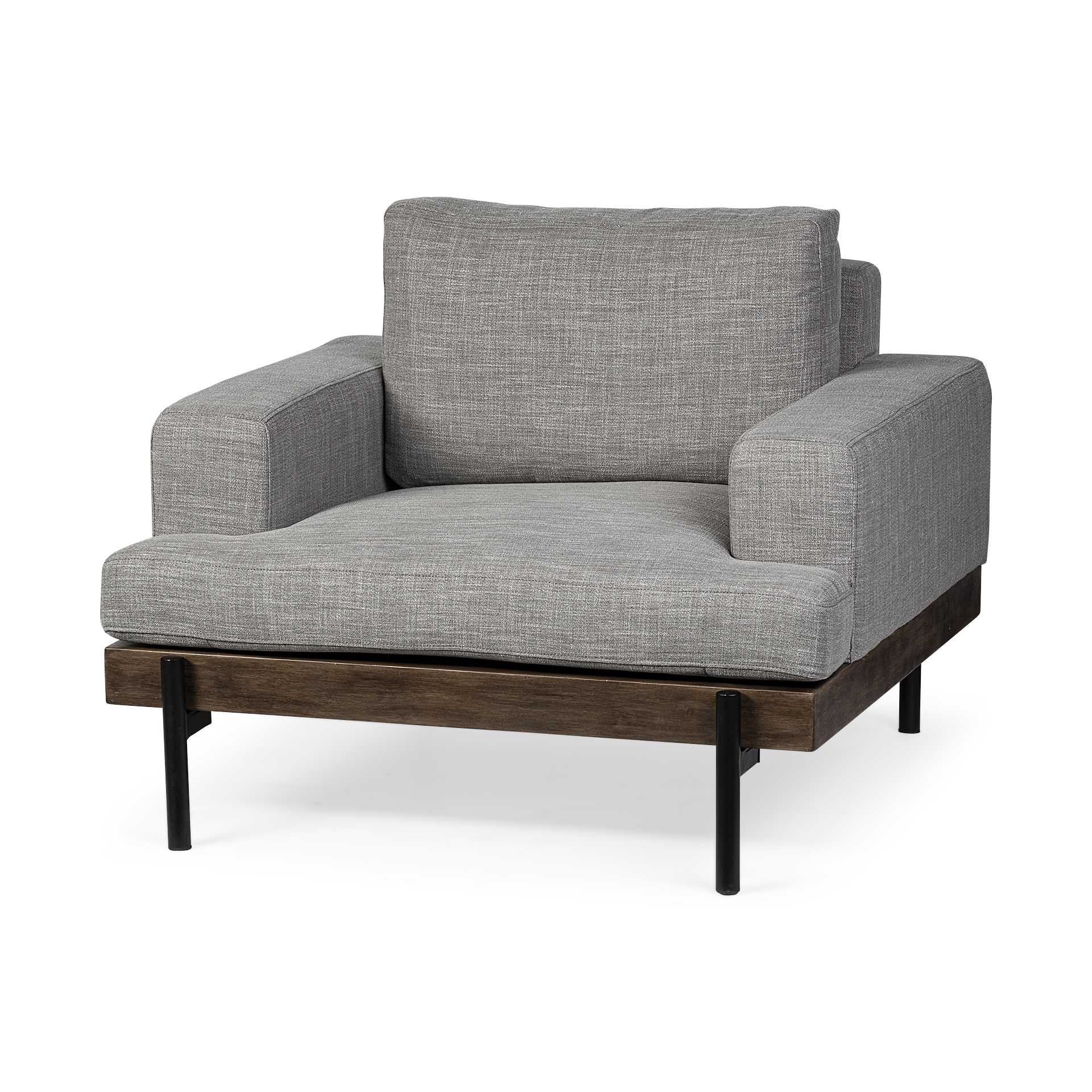 41" Gray and Black Fabric Club Chair-Accent Chairs-DECOROLALA