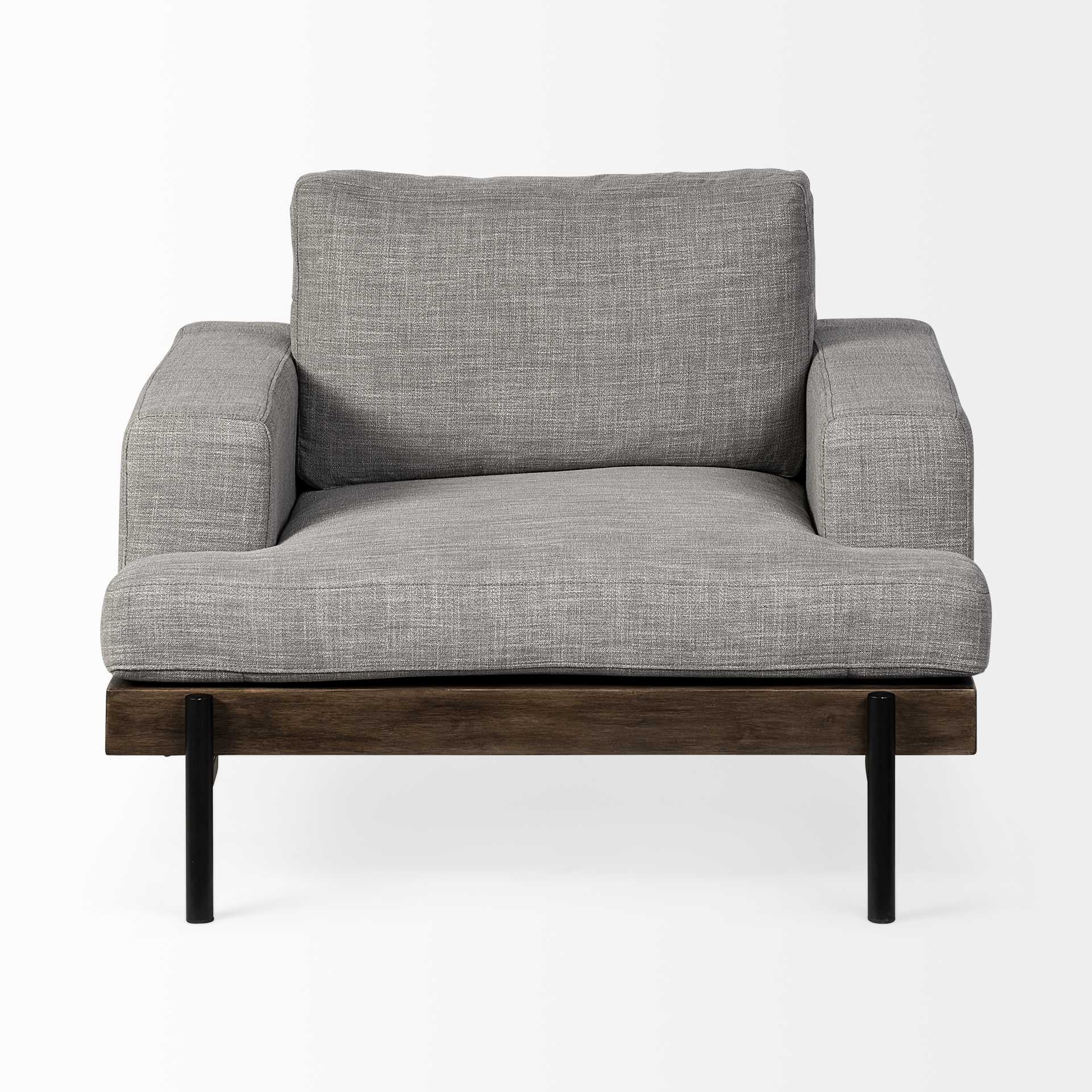 41" Gray and Black Fabric Club Chair-Accent Chairs-DECOROLALA