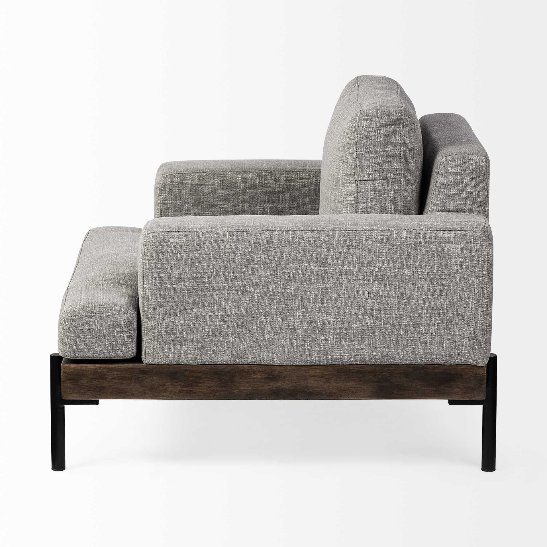 41" Gray and Black Fabric Club Chair-Accent Chairs-DECOROLALA