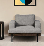 41" Gray and Black Fabric Club Chair-Accent Chairs-DECOROLALA