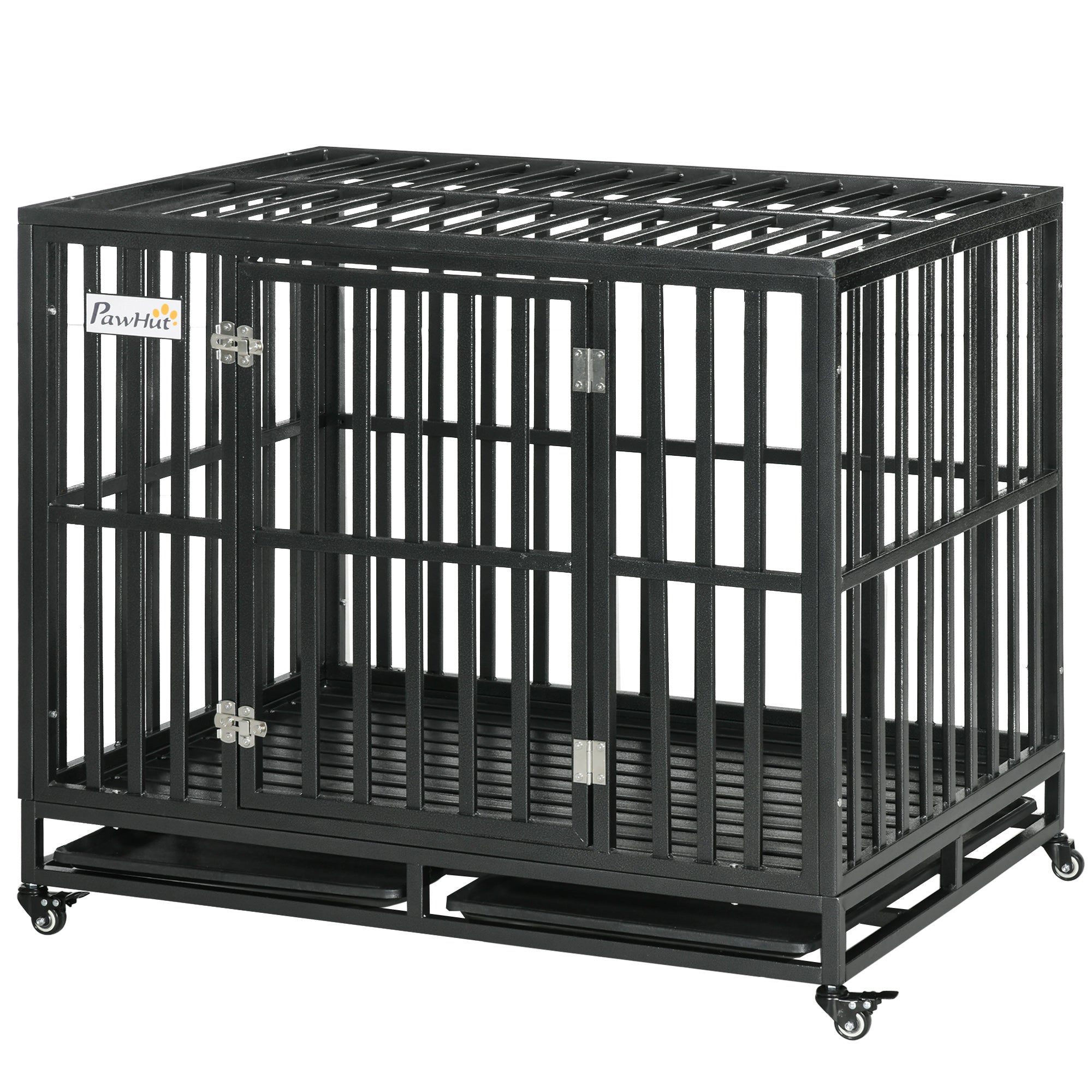 41" Heavy Duty Steel Dog Crate with Wheels - Black-Dogs-DECOROLALA