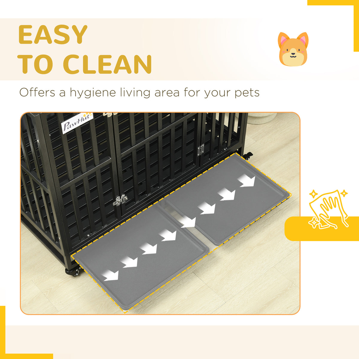 41" Heavy Duty Steel Dog Crate with Wheels - Black-Dogs-DECOROLALA