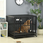 41" Heavy Duty Steel Dog Crate with Wheels - Black-Dogs-DECOROLALA